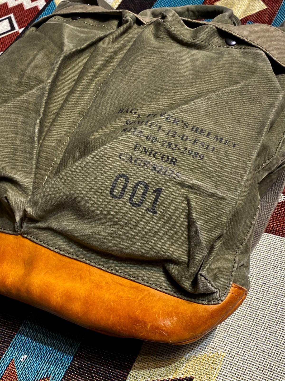 Waxed Canvas & Cowhide Handbag Backpack Unisex Retro Bomber Helmet Bag
