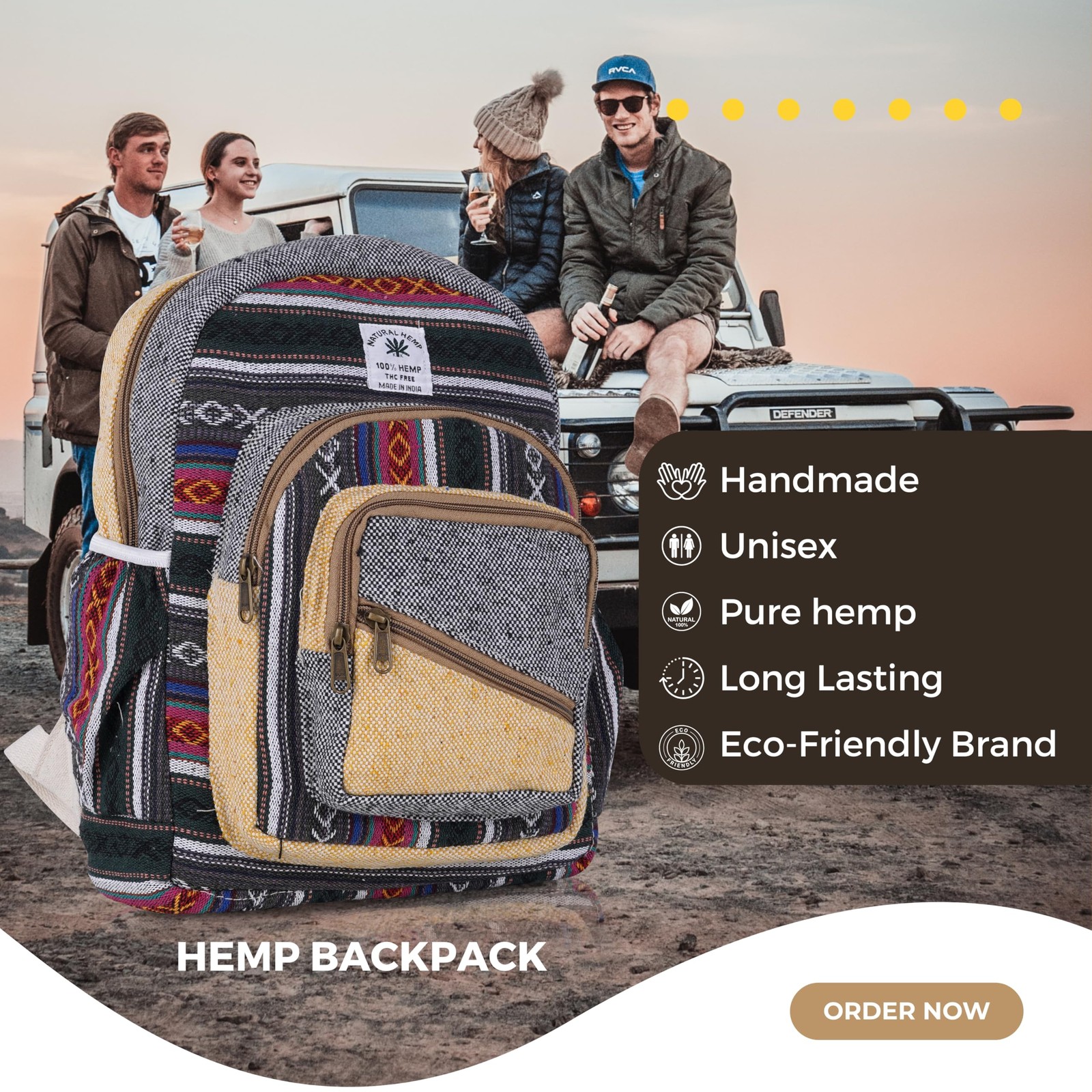 Hemp Backpack Lightweight Traveling Backpacks Cotton Stripe Daypack Handmade …