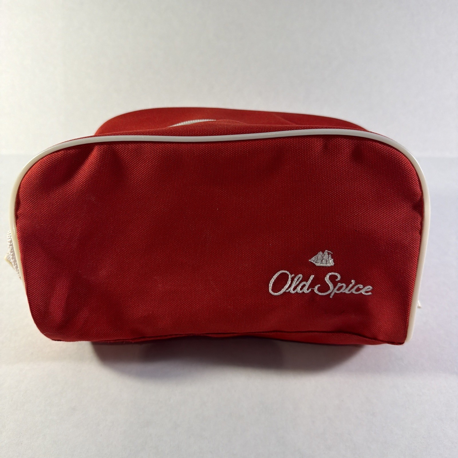Old Spice Red Polyester Shaving Travel / Toiletry Zipper Bag 9.5″x5.5″x5″