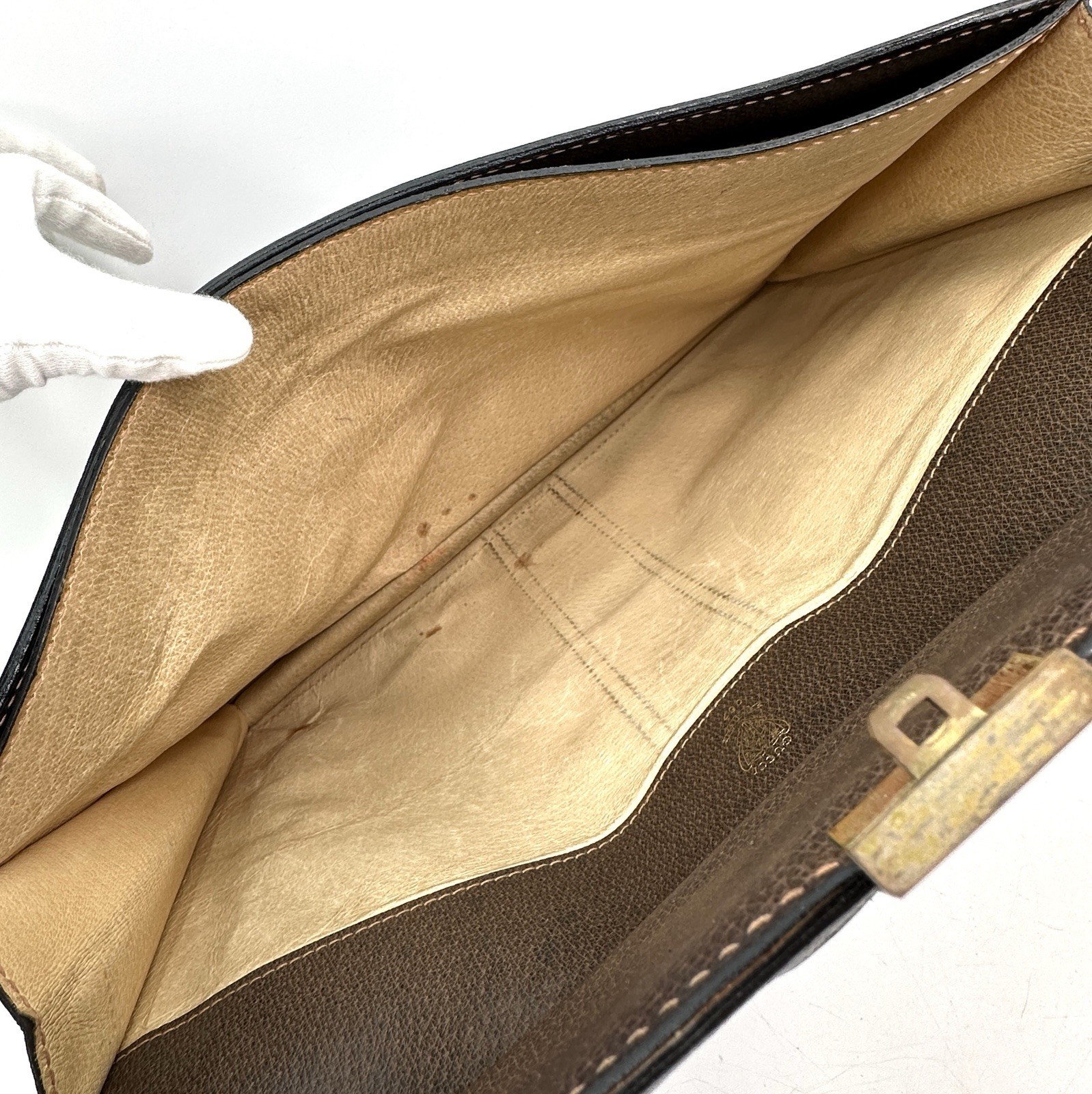 Vintage Gucci Document Case Briefcase Sherry Line PVC Leather Authentic