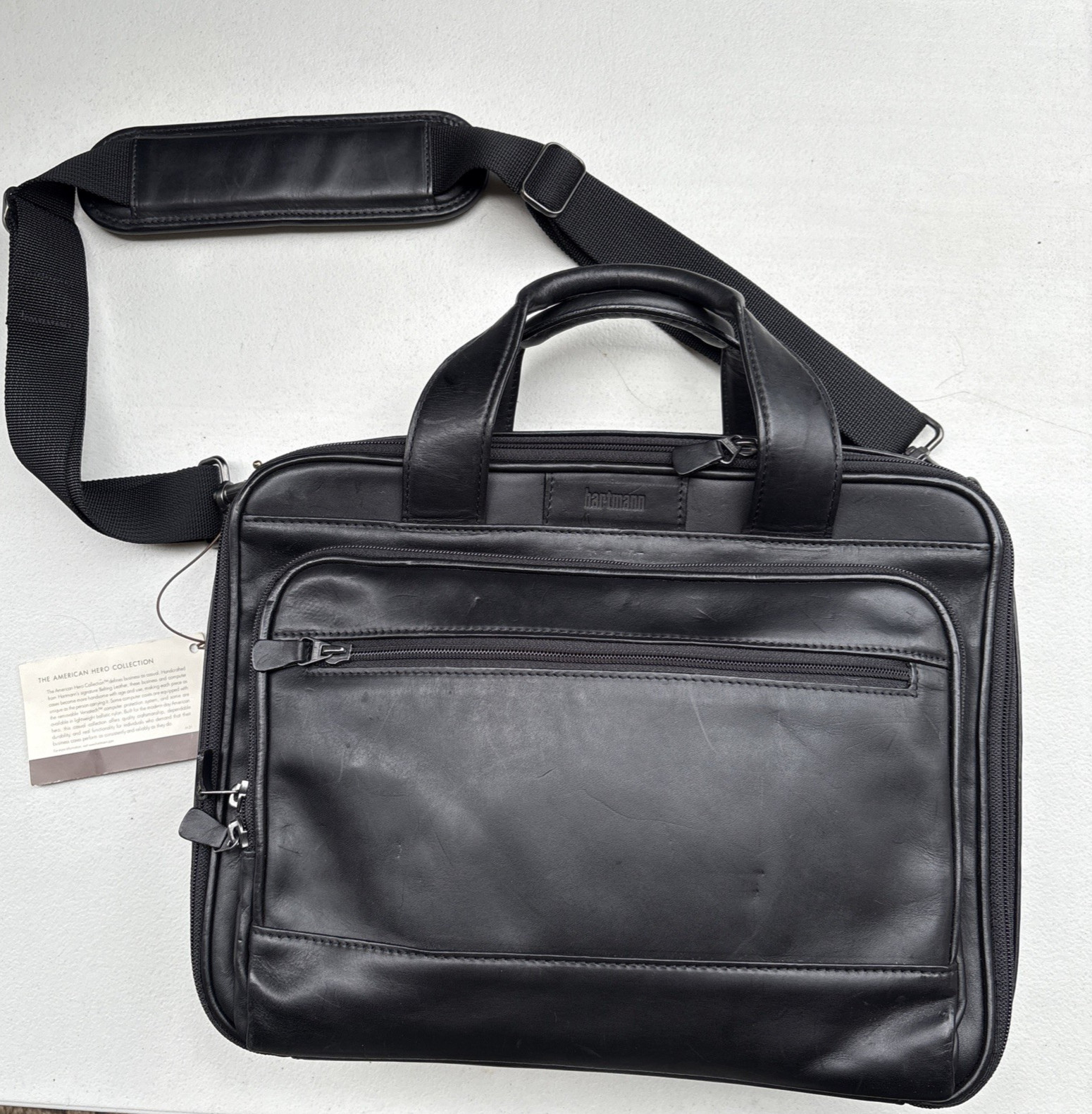Leather HARTMANN Business Black Laptop Messenger Bags American Hero H21 VTG USA