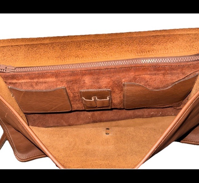 jack georges messenger bag briefcase Vintage Leather Brown Made In USA