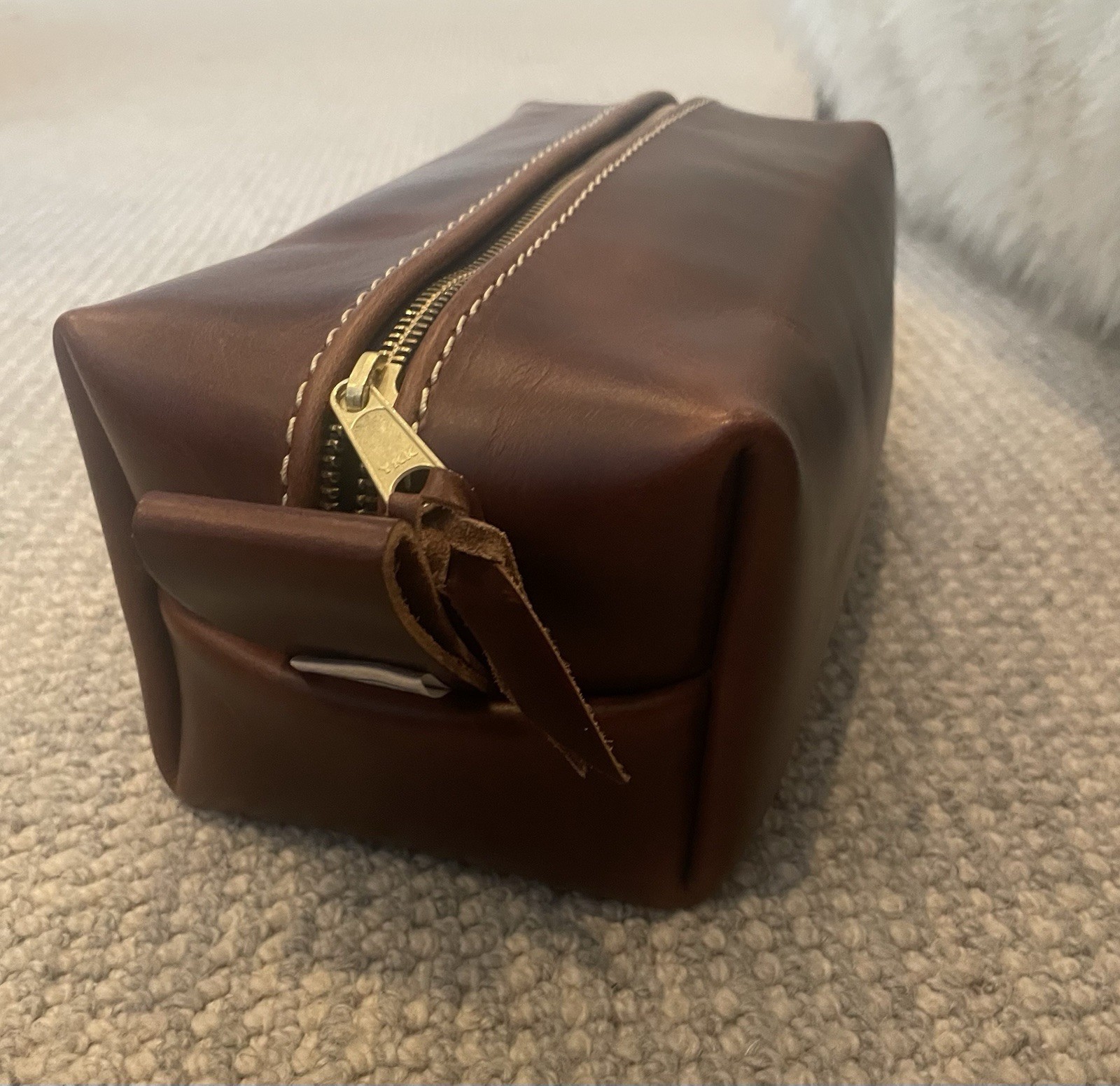Lifetime Leather Co. Brown Zip Dopp Kit Toiletry Bag- WRC Monogram