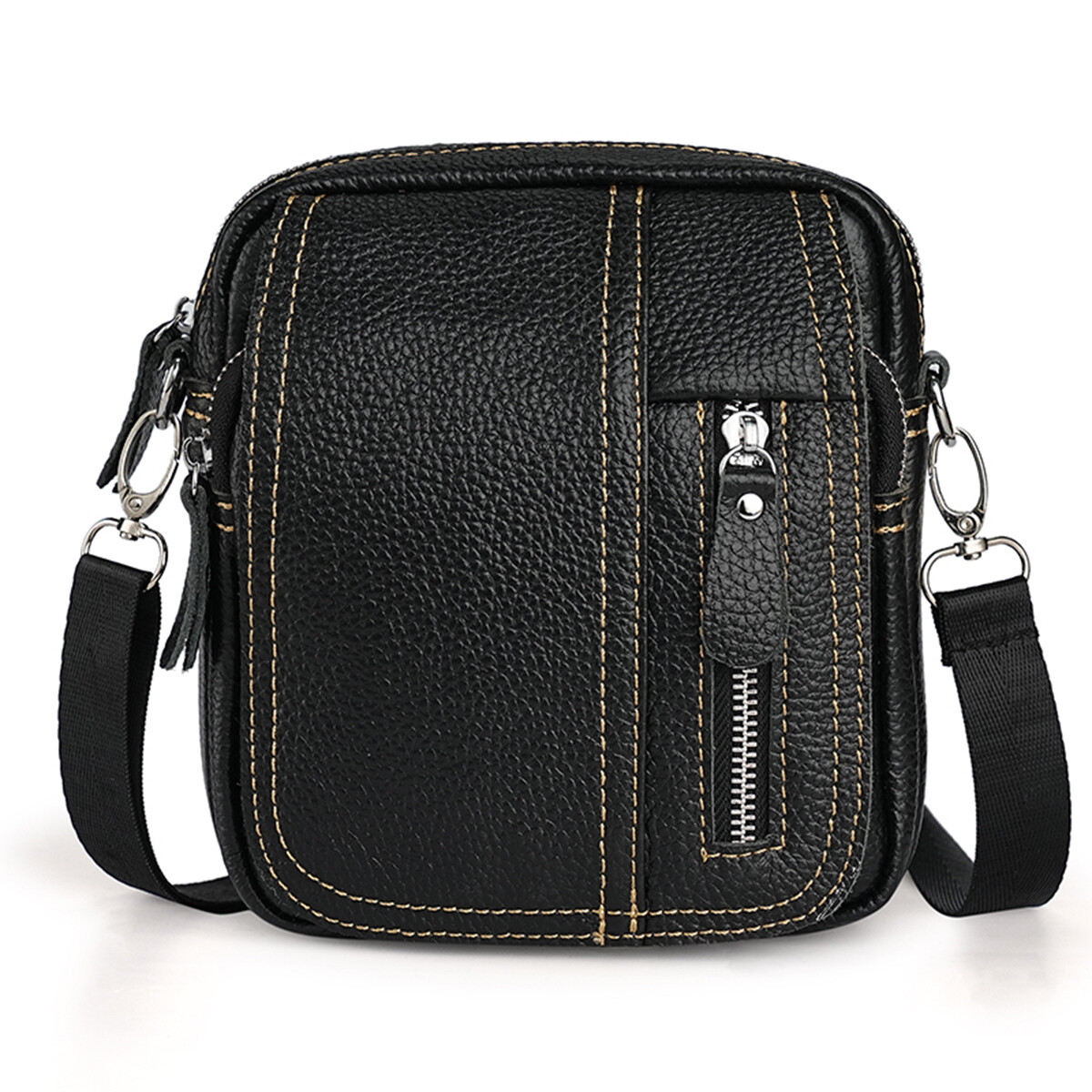 Genuine Leather Men’s Crossbody Bags Purse Business Small Waist Bag Shoulder Bag