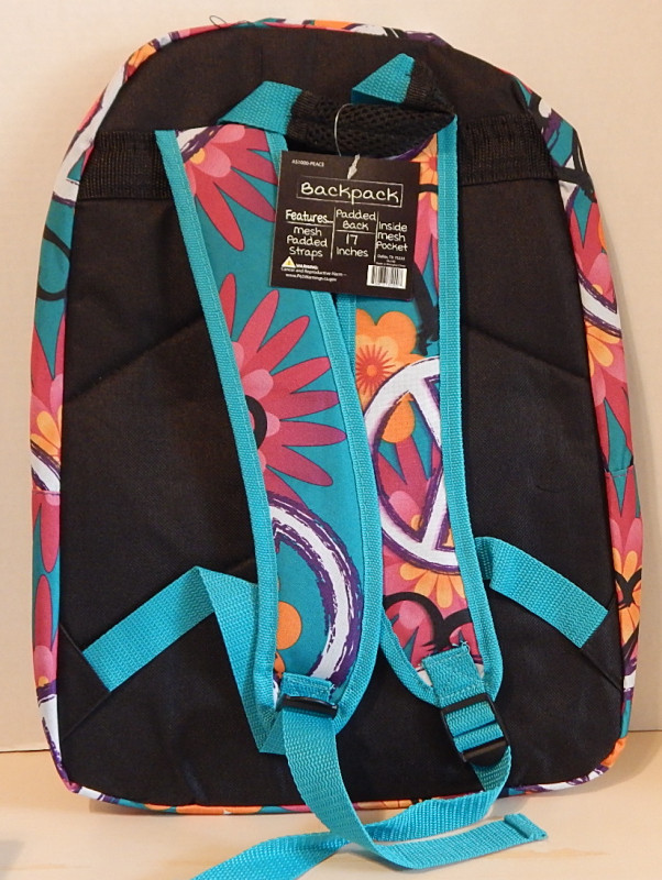 Backpack by Moda West Artic Peace Flower Power Headphone Port 17 x 12 x 6