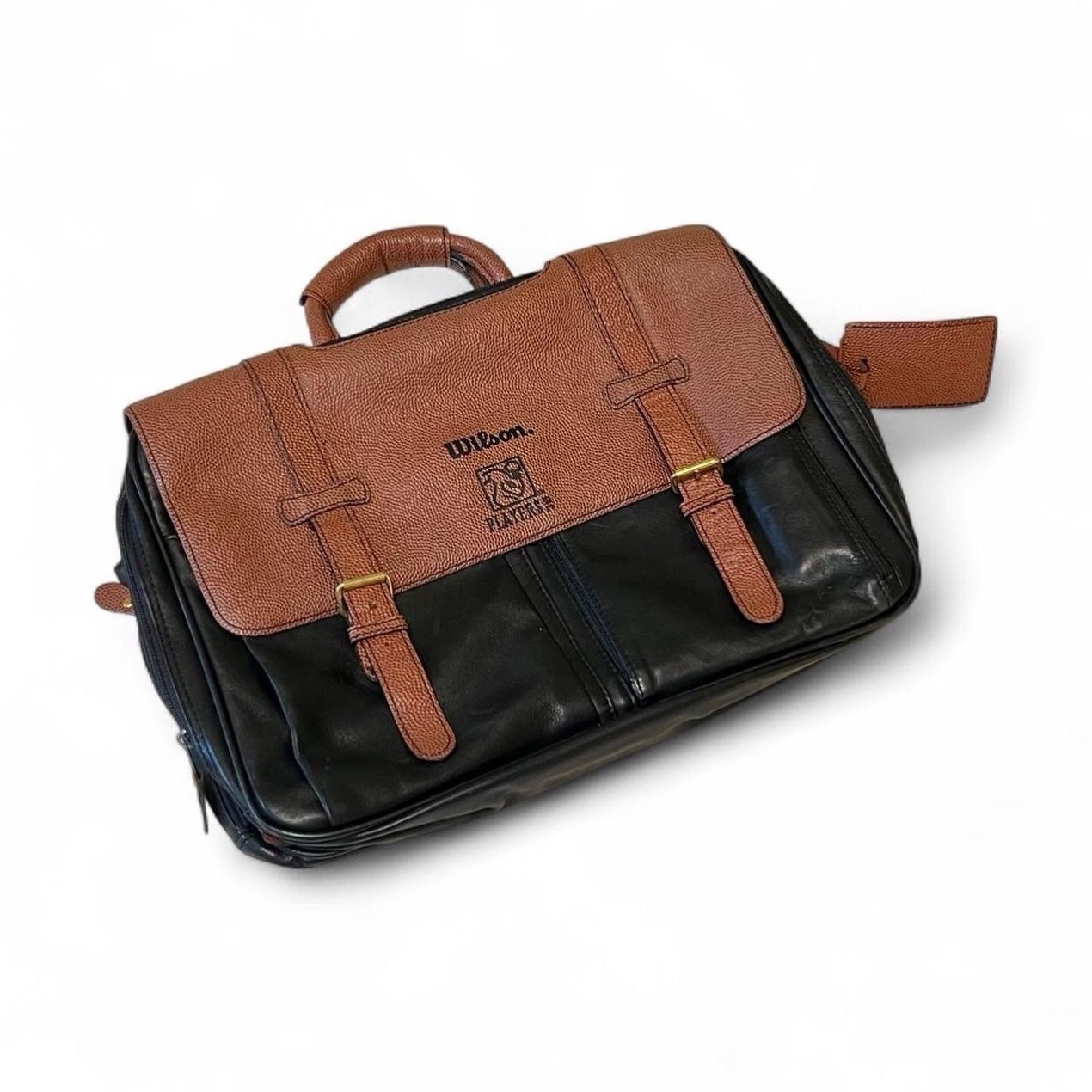 Wilson Players Brown Black Briefcase Adjustable Strap Inner Pockets Lined