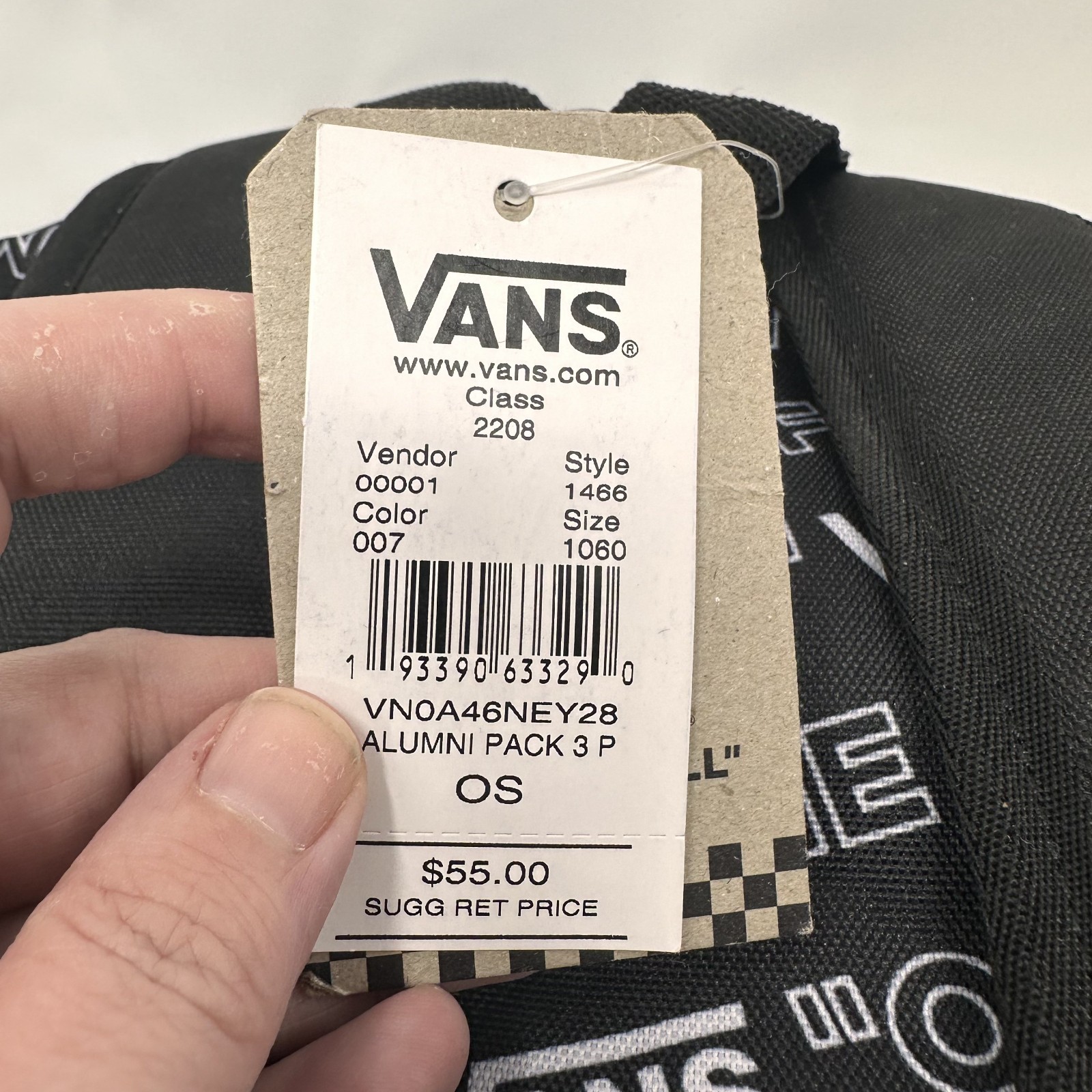 VANS Off The Wall BACKPACK All Over Print AOP Logo Black White SCHOOL Laptop NWT