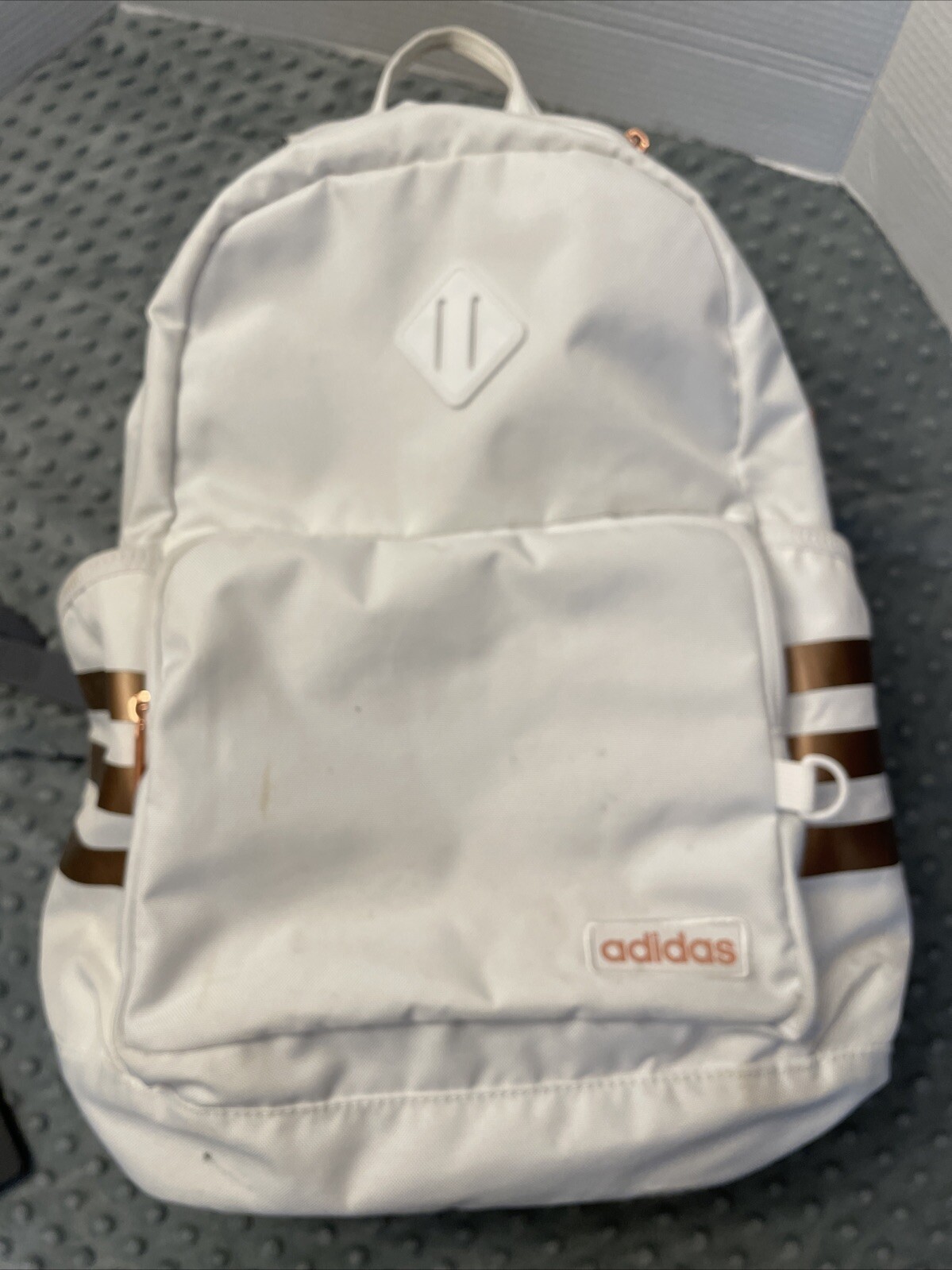 Adidas Classic 3S 4 Backpack White Onix Gray Rose Gold Laptop School Travel Bag
