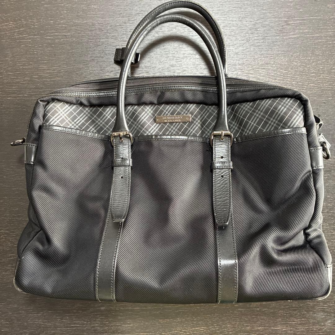 Burberry Black Label Black Leather Business Bag Briefcase 41x31cm #FD AIA