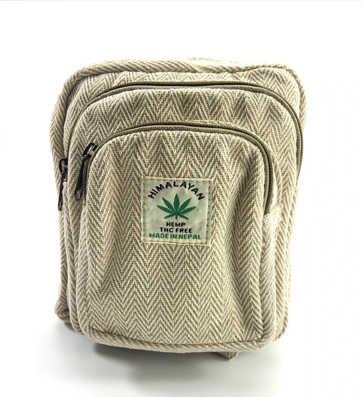 Himalayan Hemp THC Free Plain & Simple Beige Mini Handmade Backpack NWT