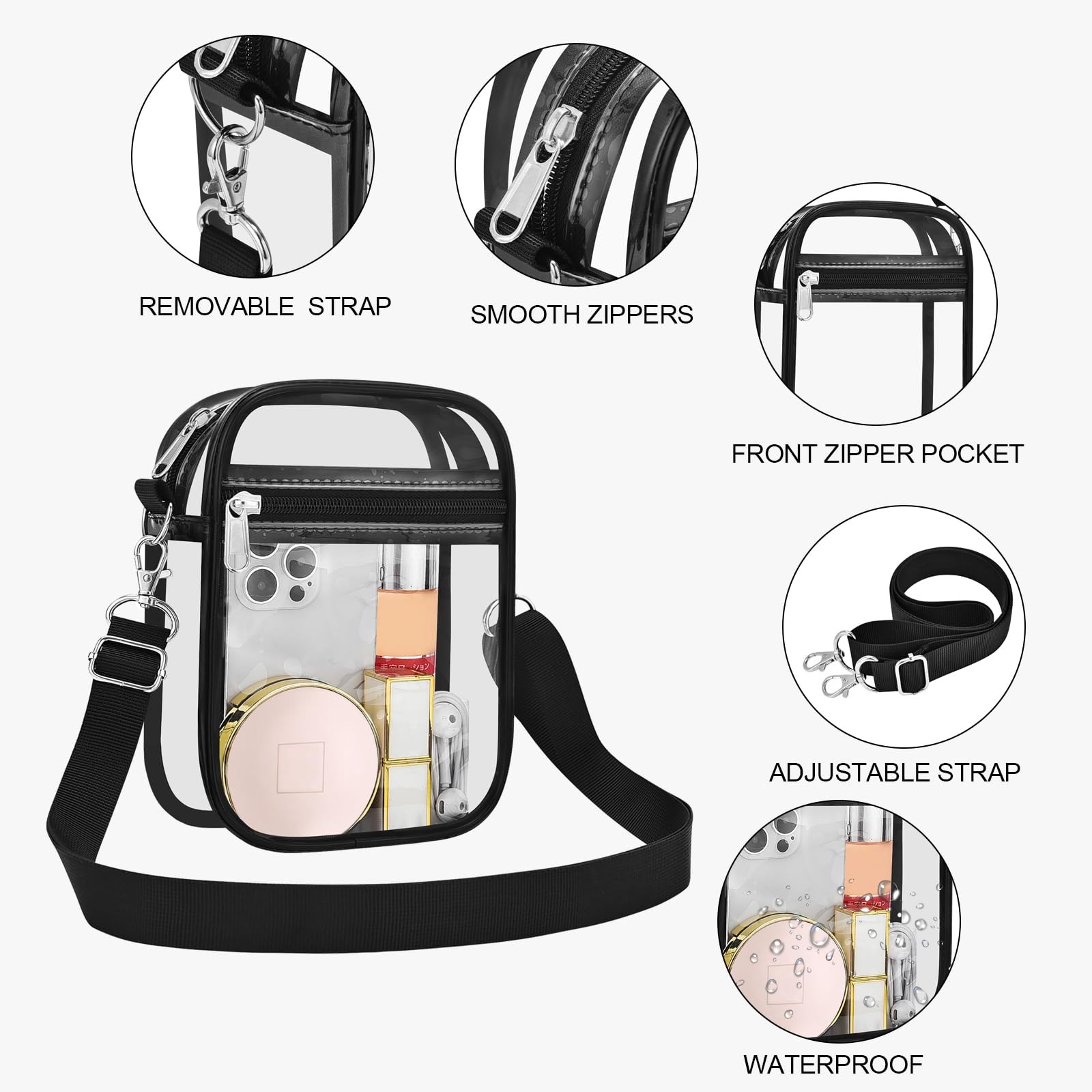 Clear Purse Stadium Transparent Messenger Bag Stadium Approved for Men and Wo…