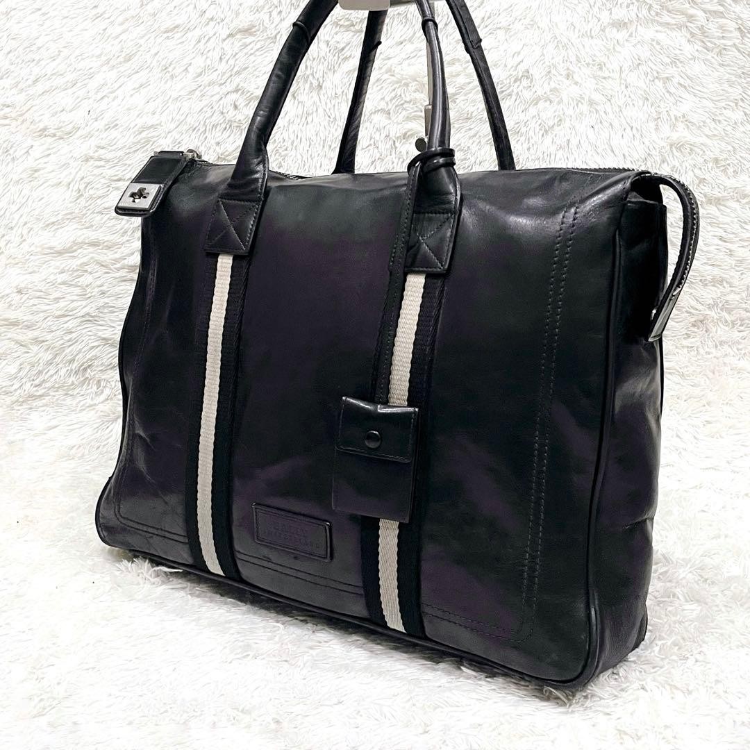 Authentic BALLY Leather Business Tote Bag 40cm x 33cm Black, Genuine Leather