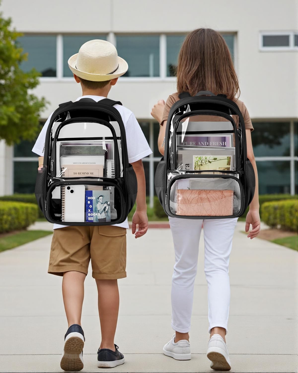 KIMNERPU Clear Backpack, Fabric & PVC Transparent Backpack with Reinforced St…