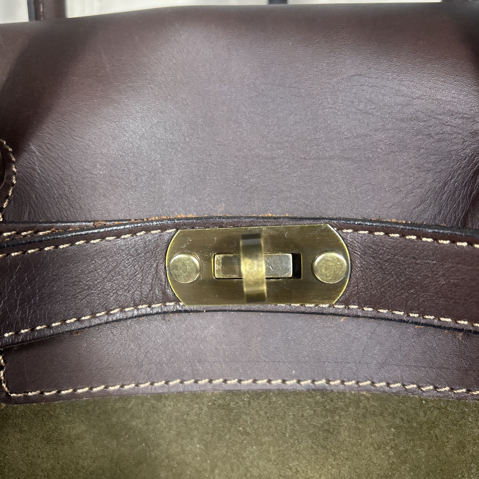 Weekender Overnight Bag Suede Green Brown Crossbody Argentina Free Ship!Rare!