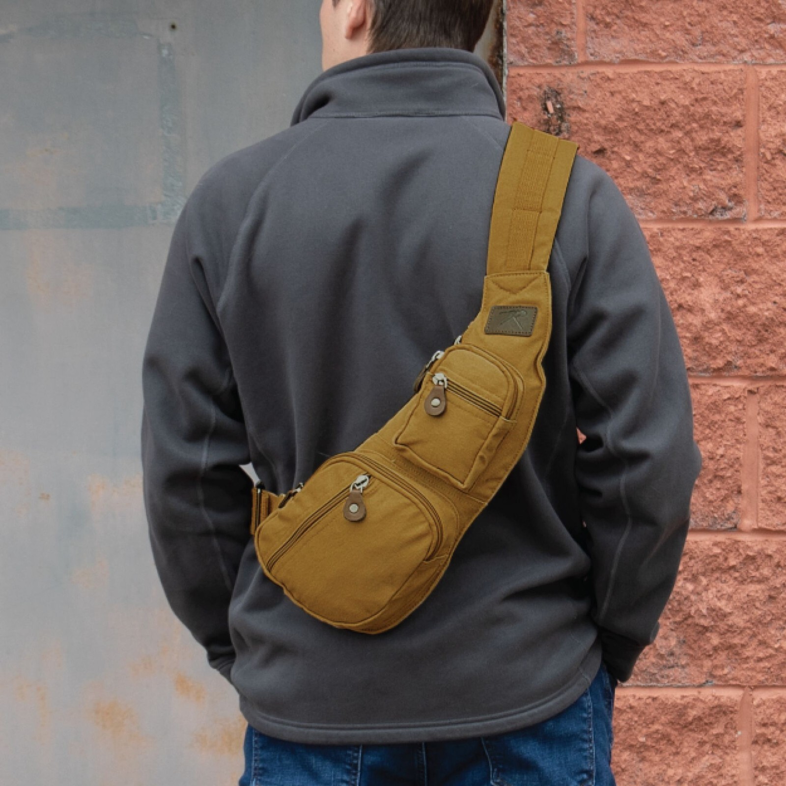 Crossbody Canvas Sling Bag EDC Compact Over Shoulder Chest Front Pack Backpack