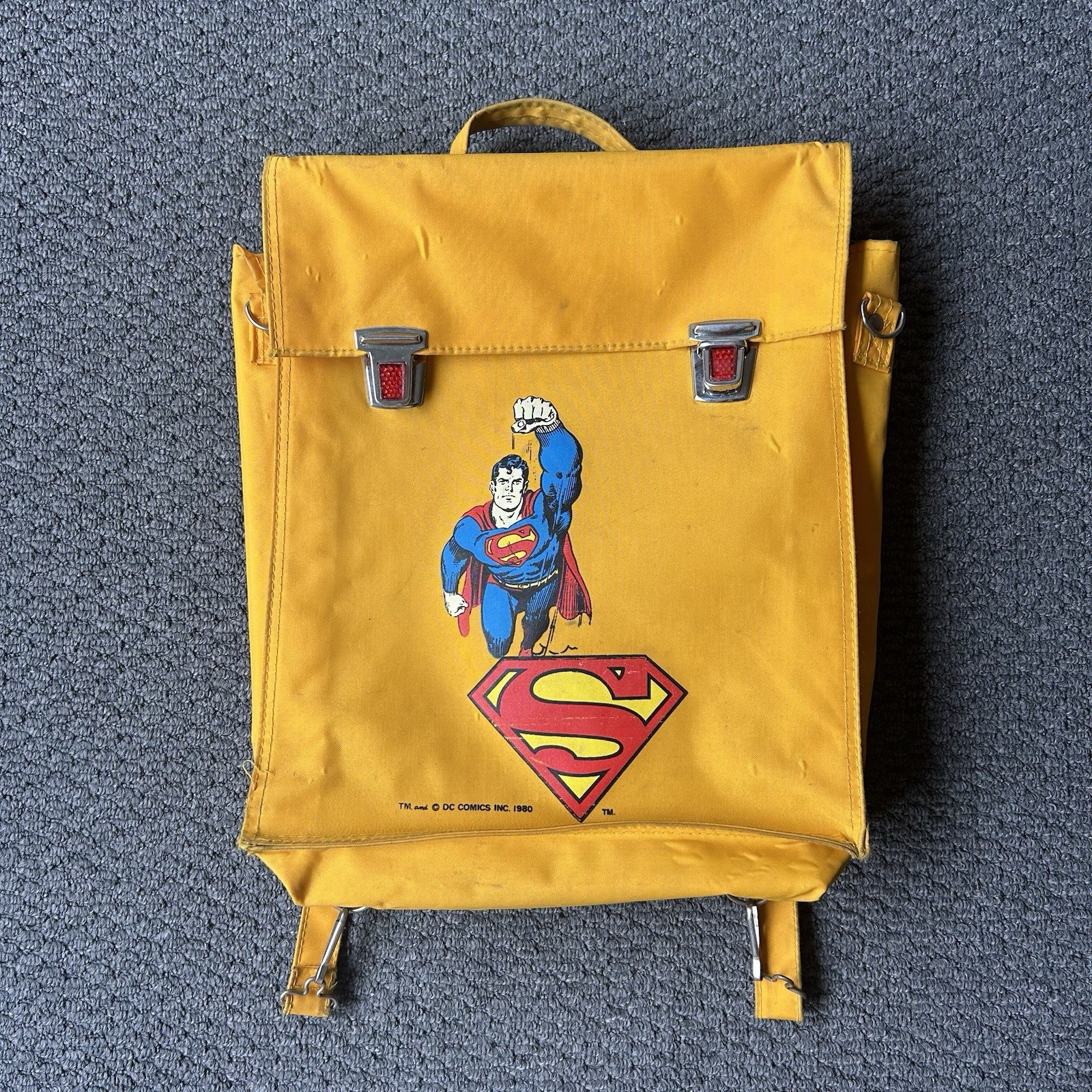Superman 1980 Backpack Yellow DC Comics Large Graphic (See Photos)