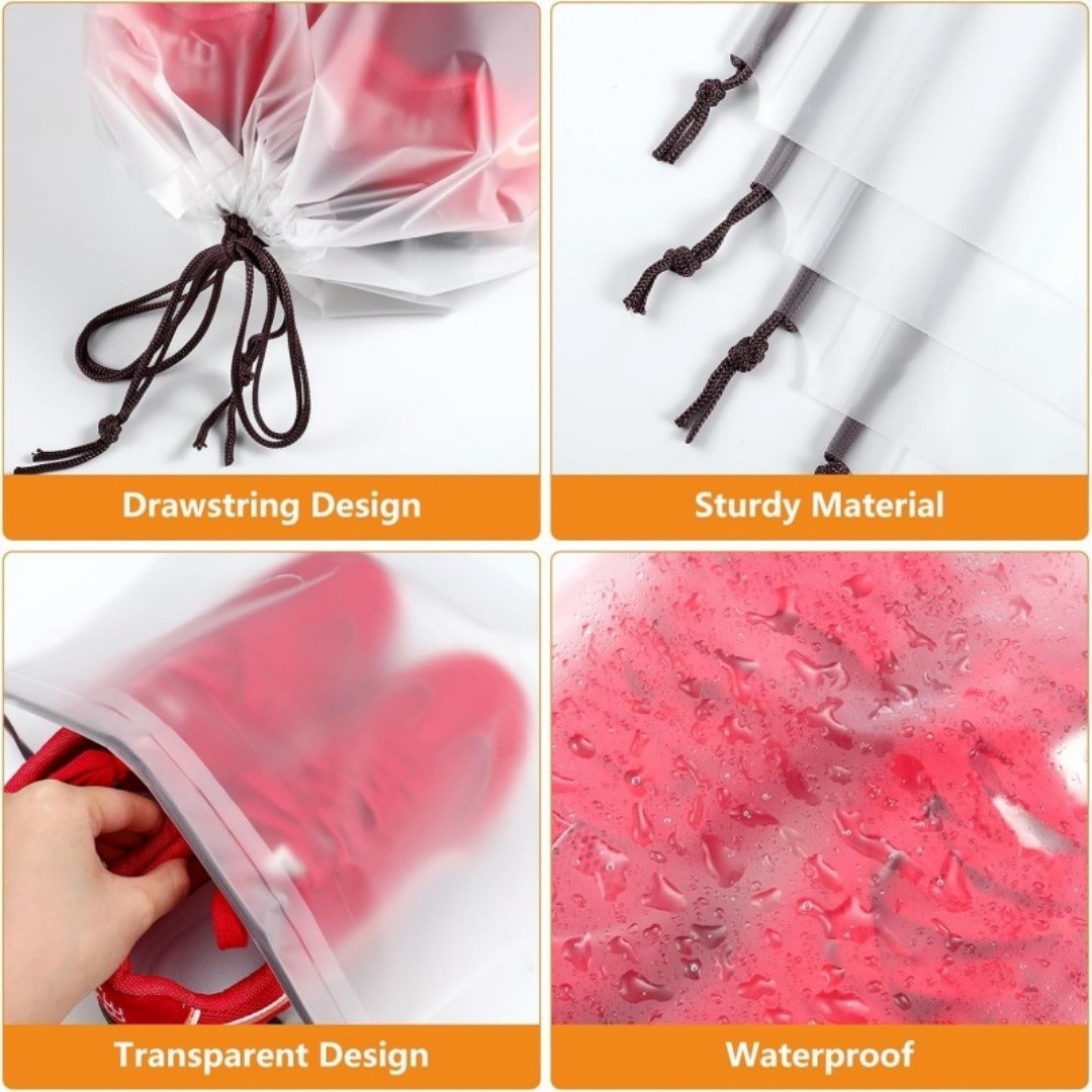 US Stock10-piece transparent drawstring travel bag, waterproof drawstring pocket