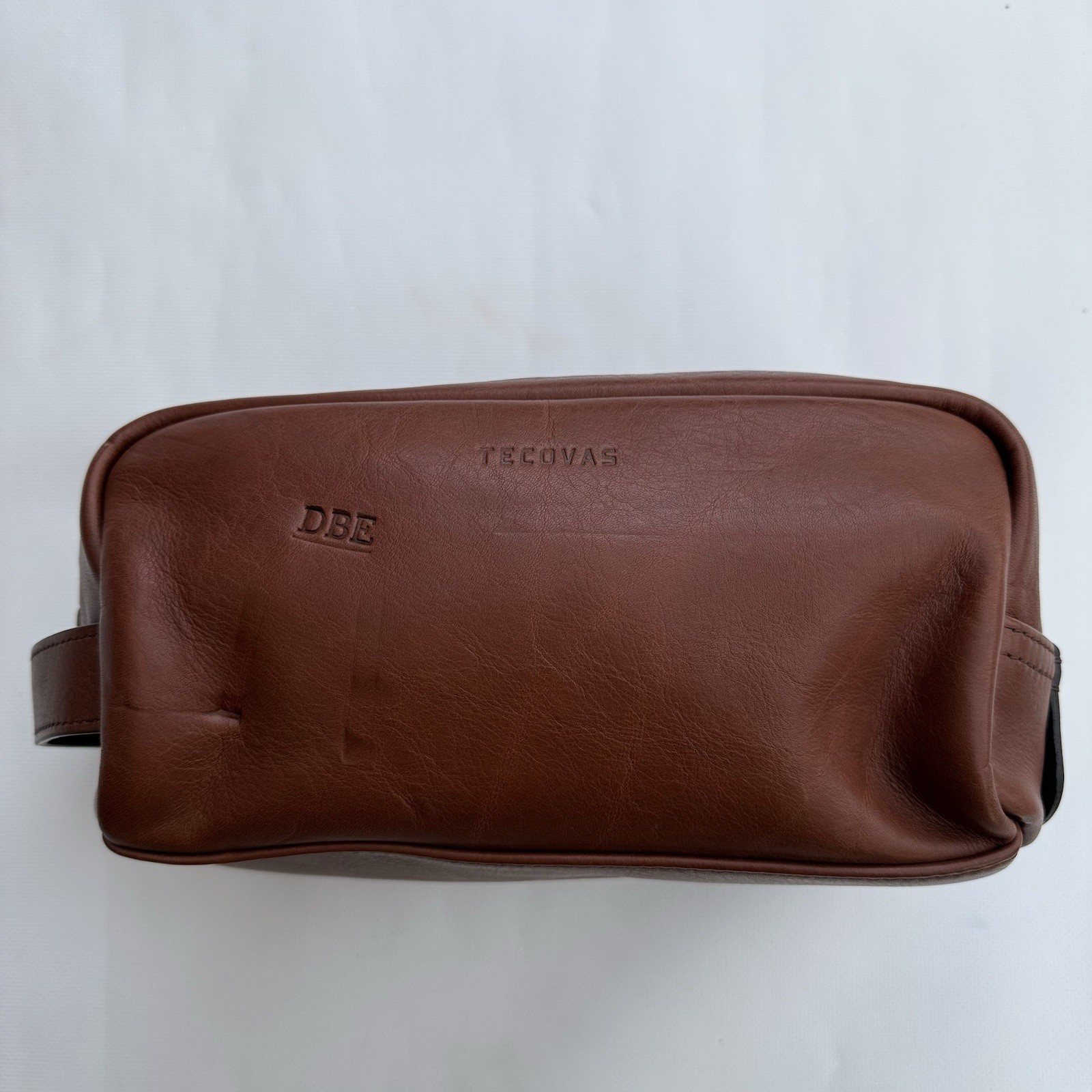 Tecovas Men’s Bartlett Travel Kit Bovine Leather Zip Bag Brown Bourbon Handmade