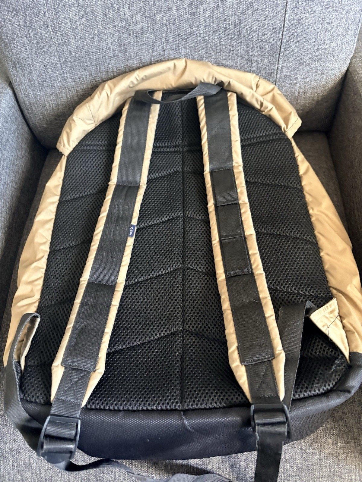 Abercrombie & Fitch Tan Khaki Drawstring Backpack Logo Path Pre-owned Casual Day