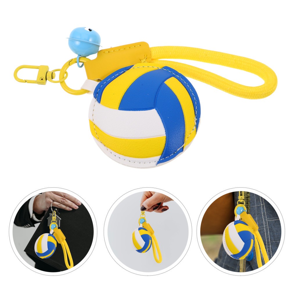 Stylish Yellow Volleyball Sports Pendant Keychain for Backpack Purse Accessories