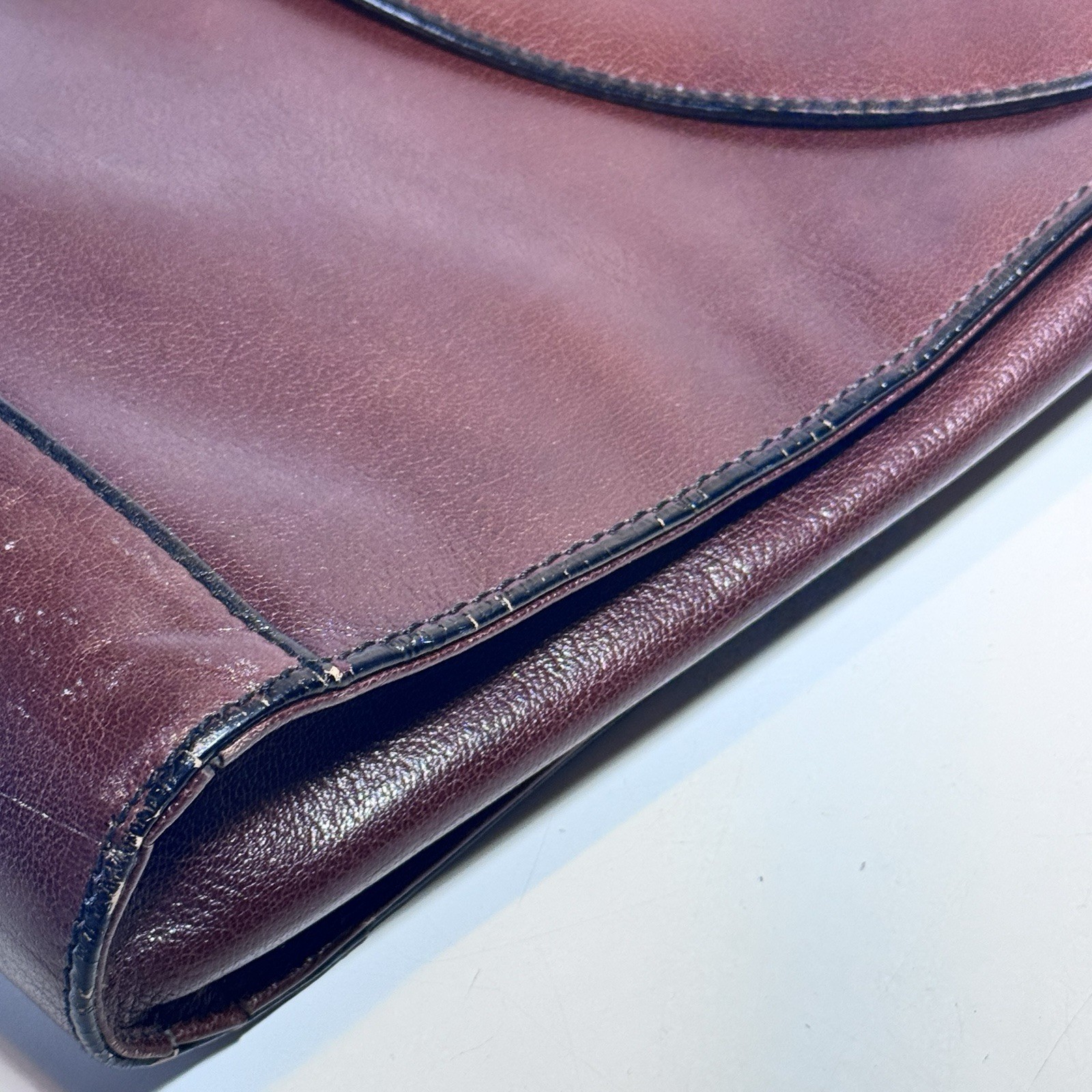 Schlesinger 15″ Leather Briefcase Classic Flap Distressed Rustic Brown Attache