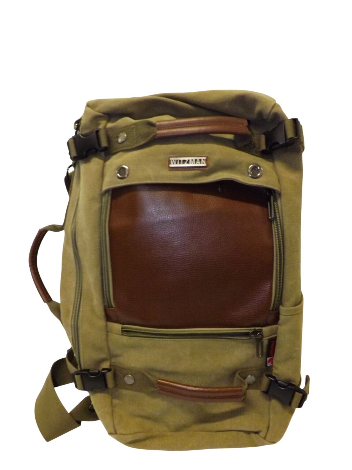 Witzman Canvas Travel Backpack Duffel Bag 22″ Convertible Olive Green Brown