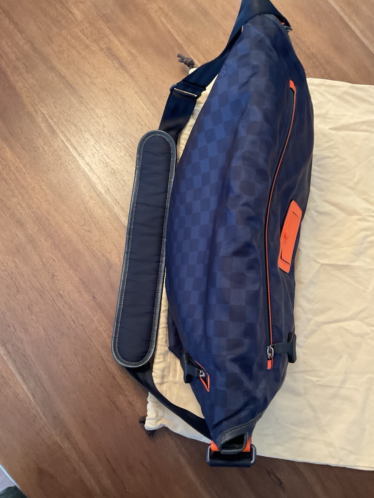 Louis Vuitton Checkered Messenger Bag Blue/Orange Zip Closure. Hard to find.