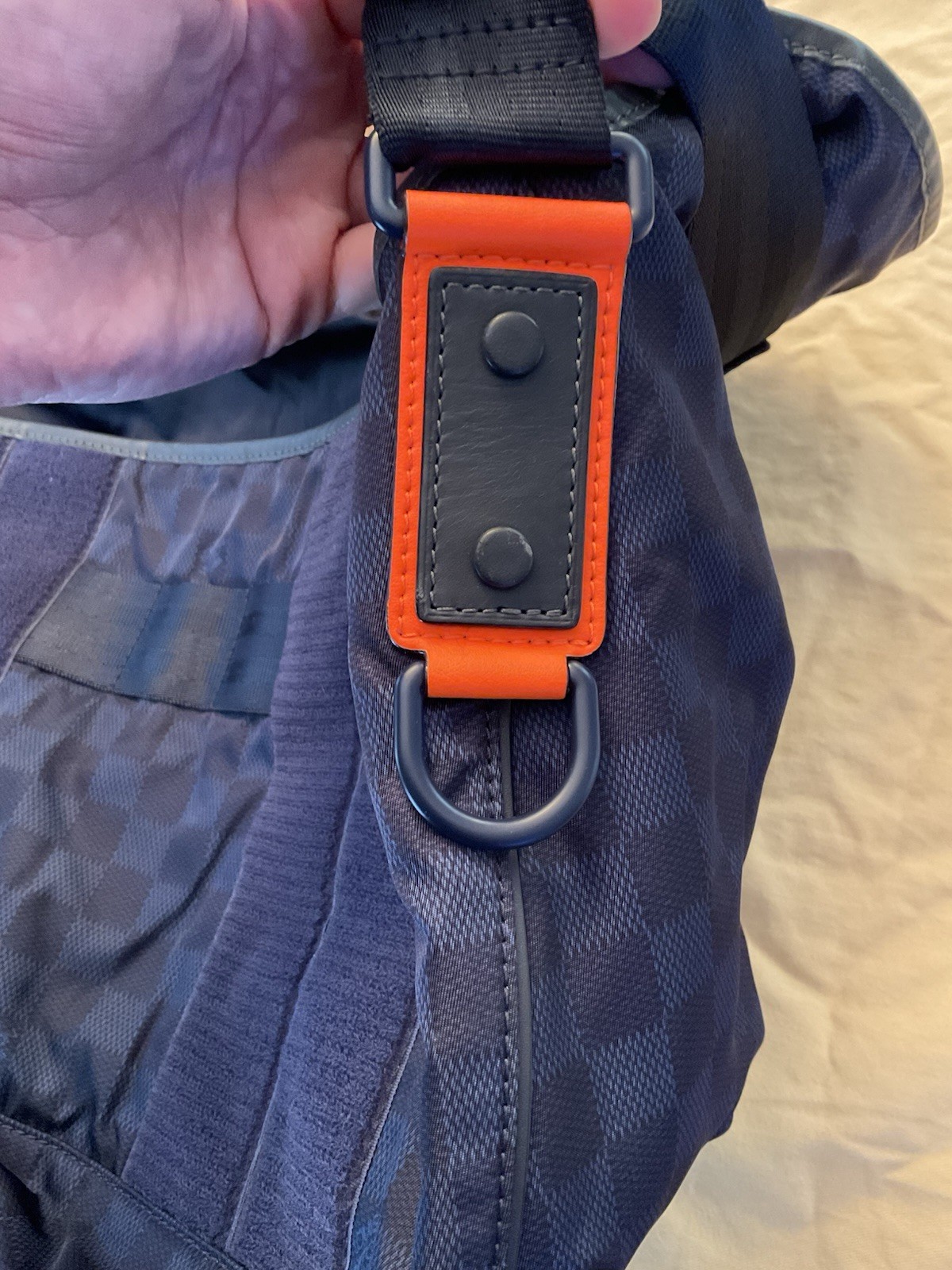 Louis Vuitton Checkered Messenger Bag Blue/Orange Zip Closure. Hard to find.
