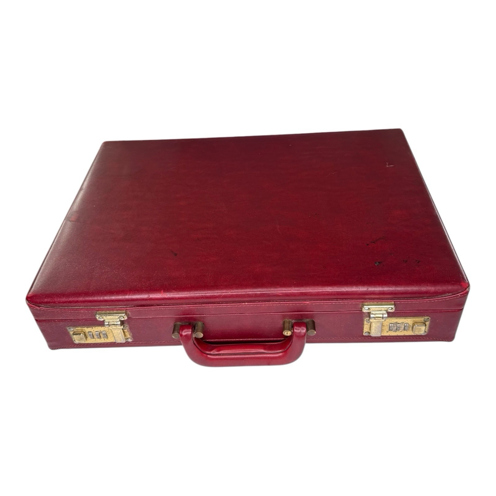 Vintage Burgundy Hard Shell Attache Briefcase Combination Lock Portfolio Case