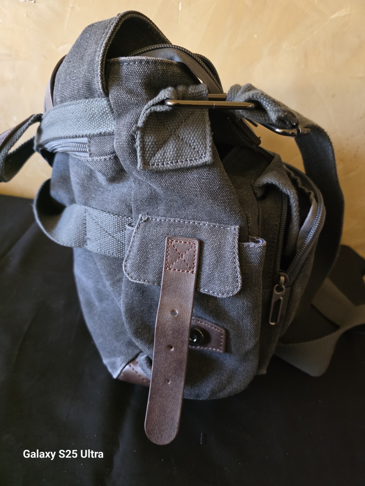 WITZMAN Vintage Gray Canvas Laptop Messenger Bag Crossbody Satchel Bookbag
