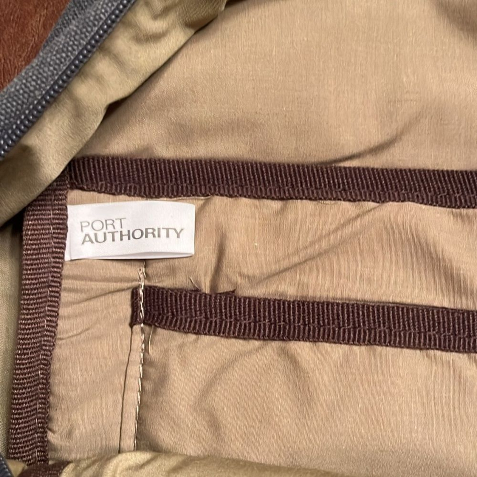 Port Authority branded backpack knapsack blue brown NWOT