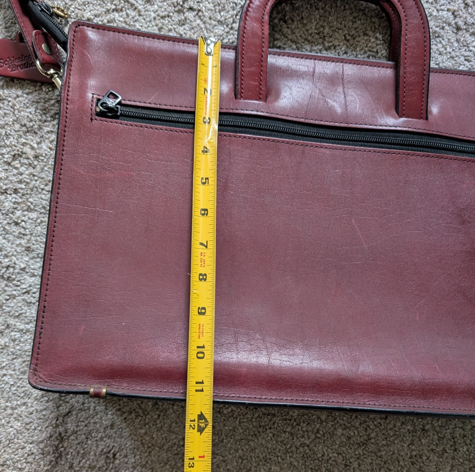 Vintage Schlesinger briefcase bag crossbody leather oxblood burgundy *READ*