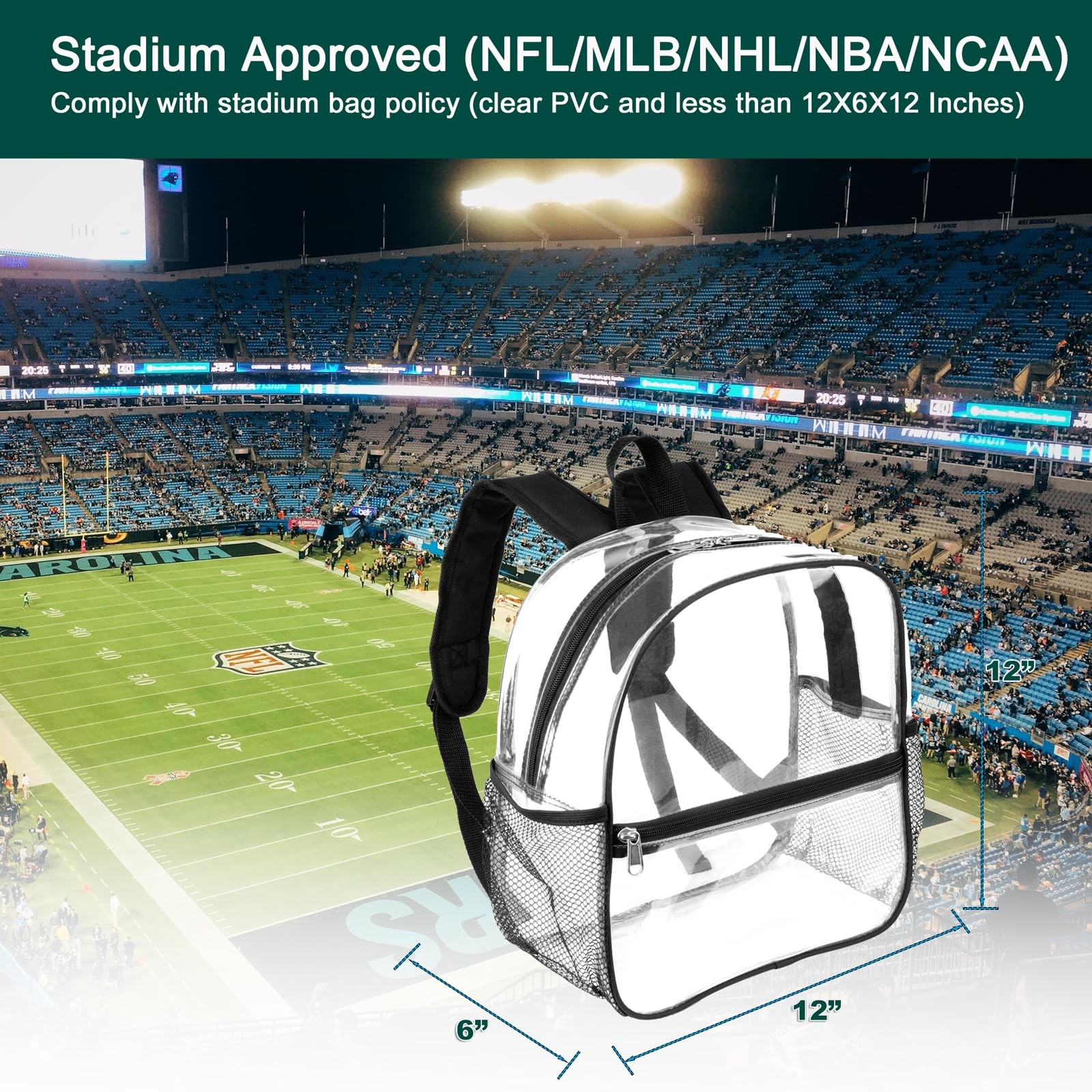 Keepcross Stadium Approved Clear Backpack 12x6x12 – Mini Clear Bag for Stadiu…