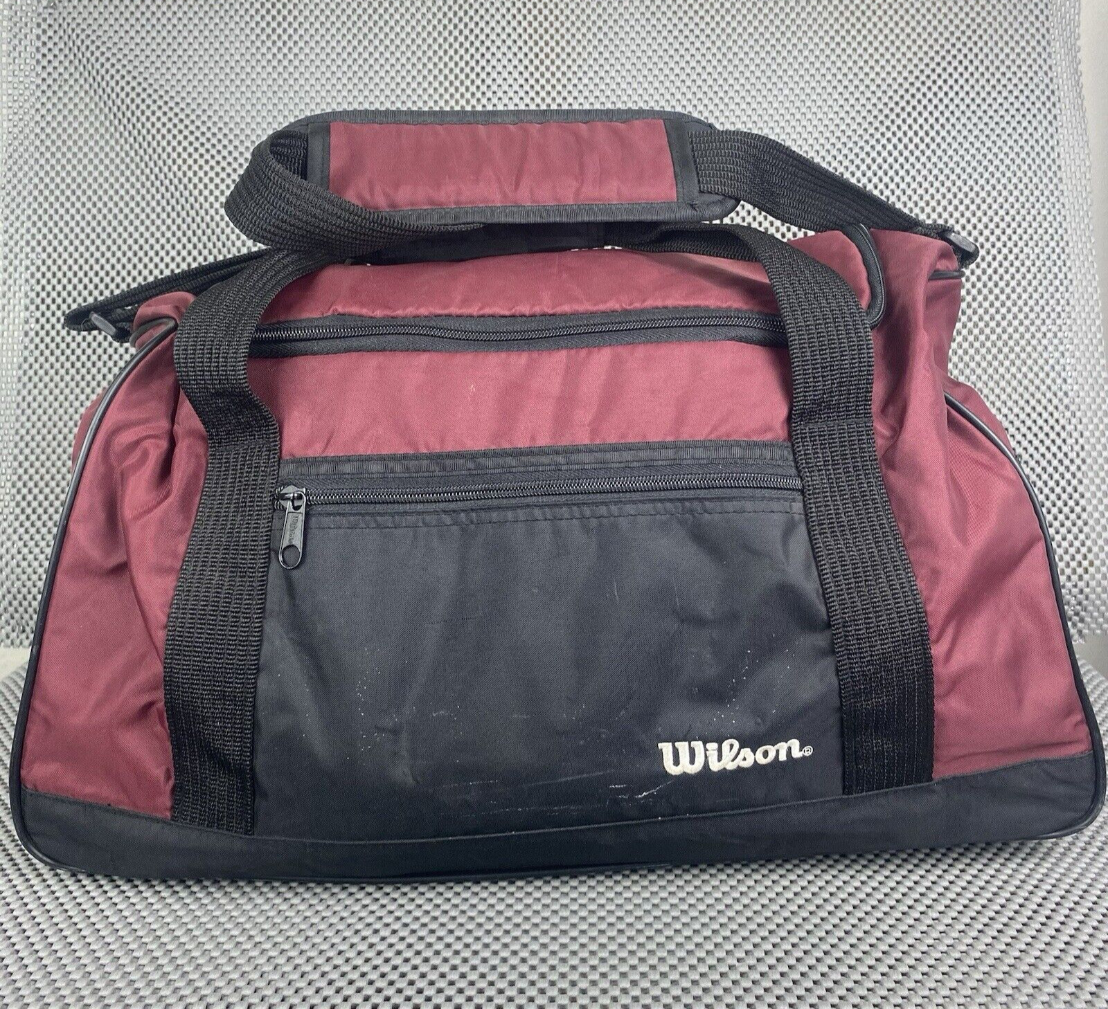 Wilson Travel Gym Bag Red Black Zipper Shoulder Crossbody Bag
