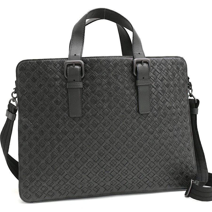 Bottega Veneta 2way business bag briefcase intrecciato leather black