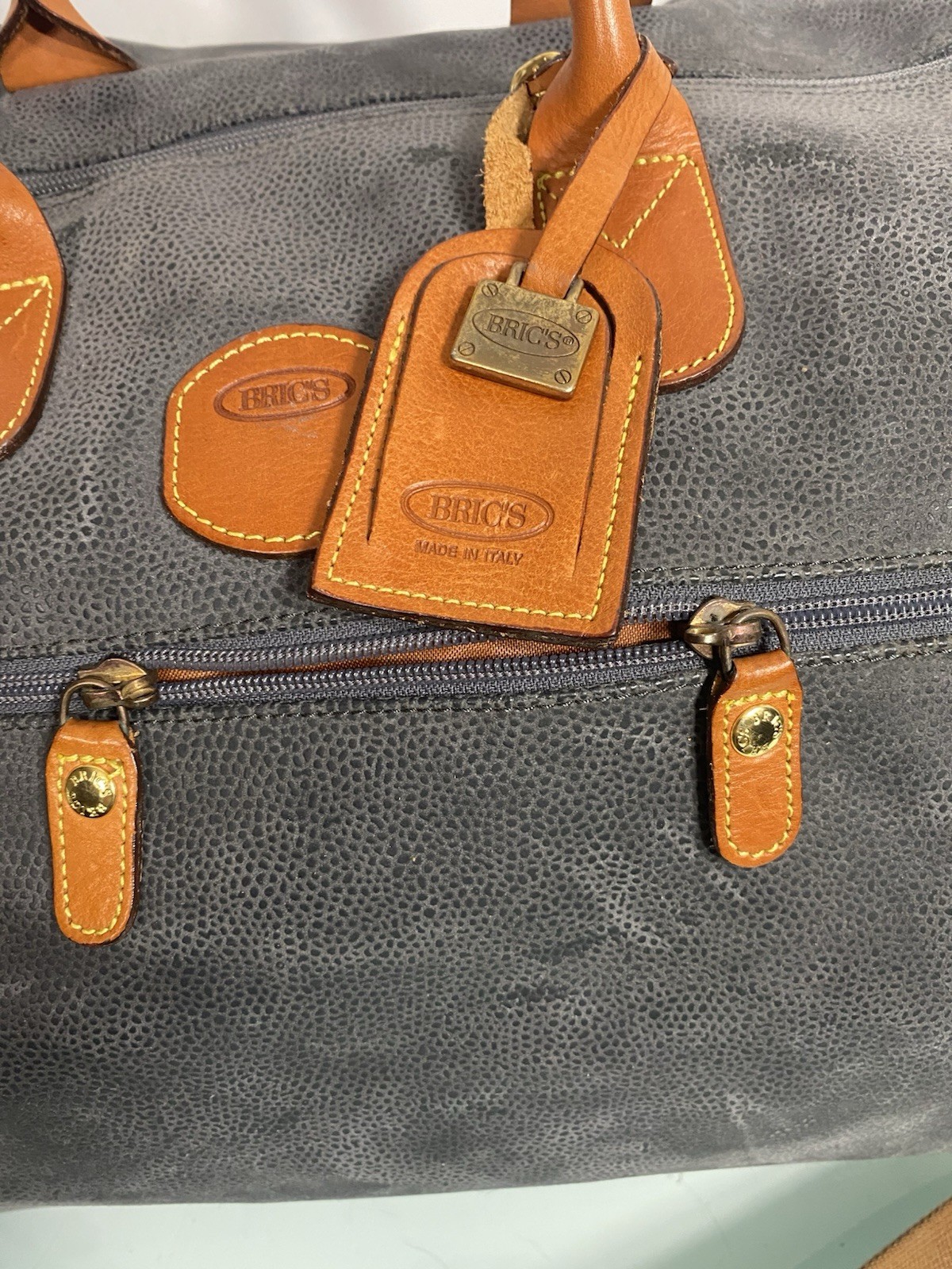 Brig’s 24” Life Cargo Duffel Bag Dark Slate Blue Pebbled Leather W/Leather Trim