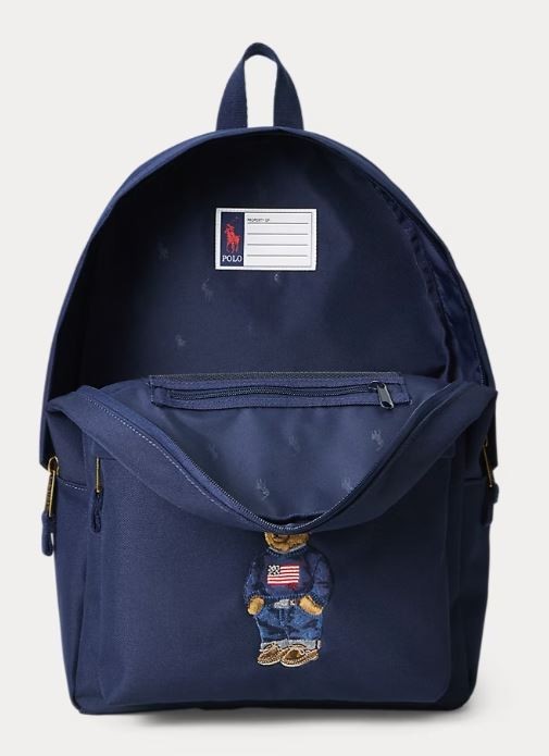 Polo Ralph Lauren Bear Backpack Navy Blue Laptop School Travel Book Bag Gift New