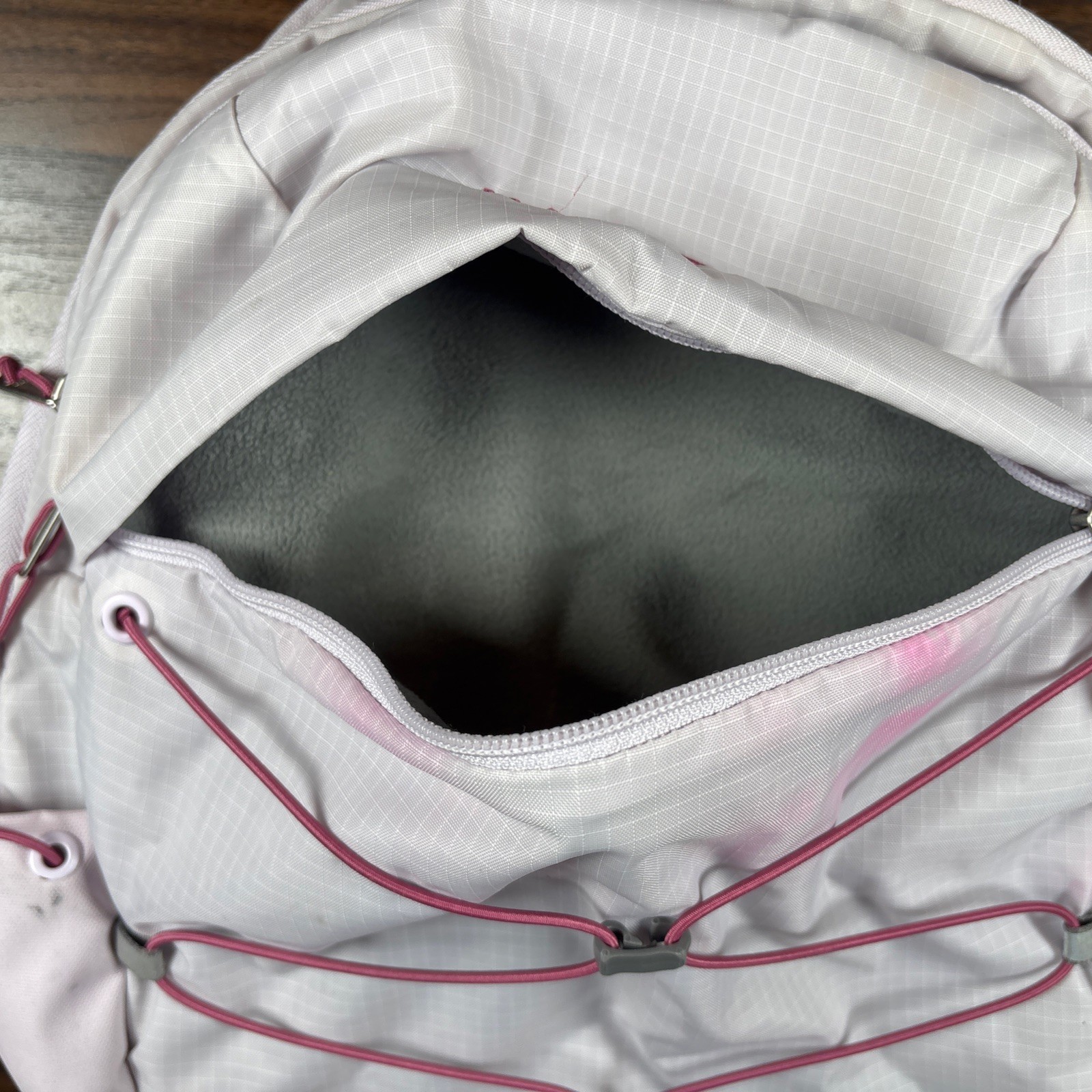 The North Face Backpack Borealis Rare White Pink Gray Laptop School Used