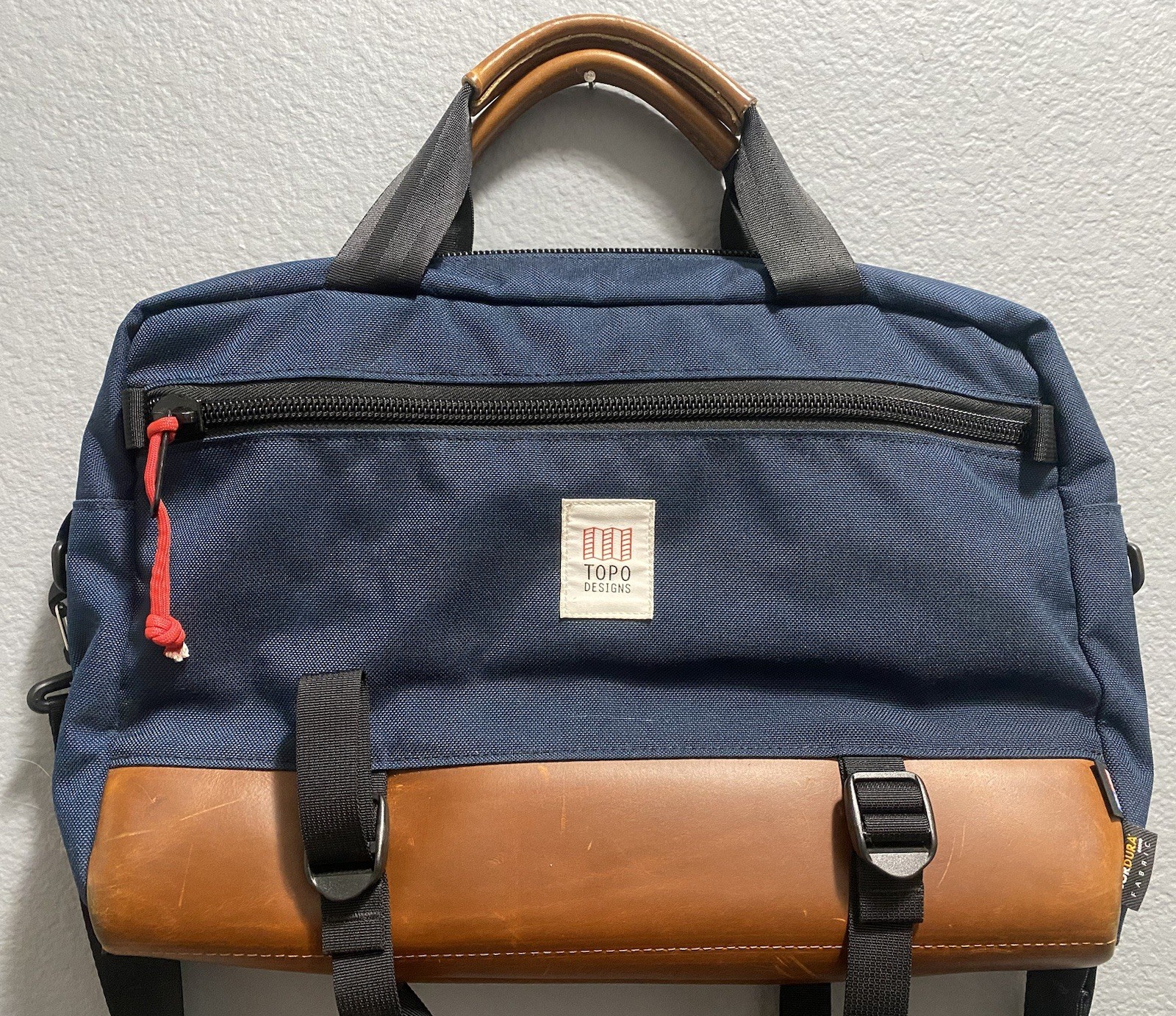 Topo Designs Commuter Briefcase Unisex Blue Leather Bottom 3-Way Backpack Laptop