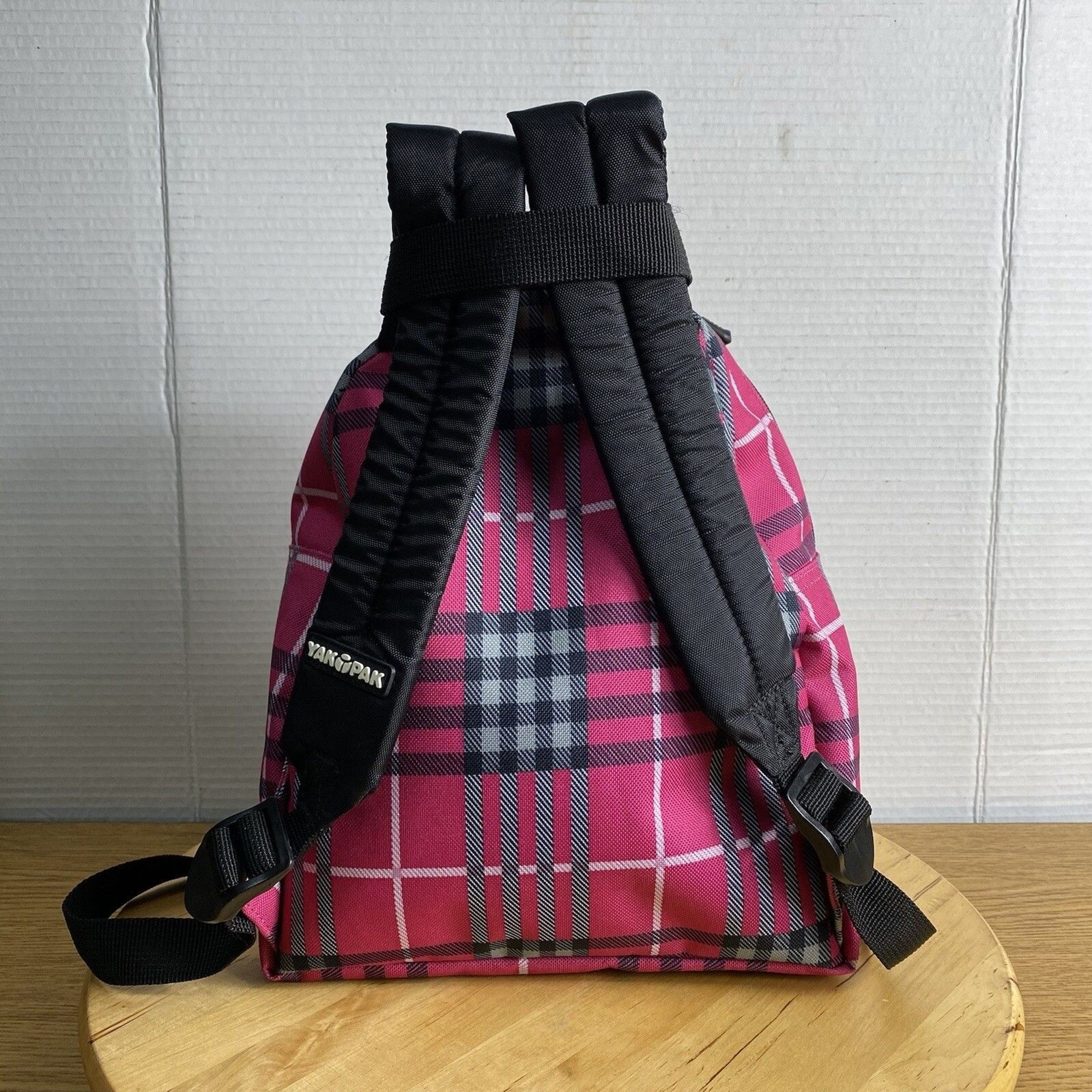 Yak Pak Plaid Deluxe Student Backpack Pink Black White School Bag Small 11×11