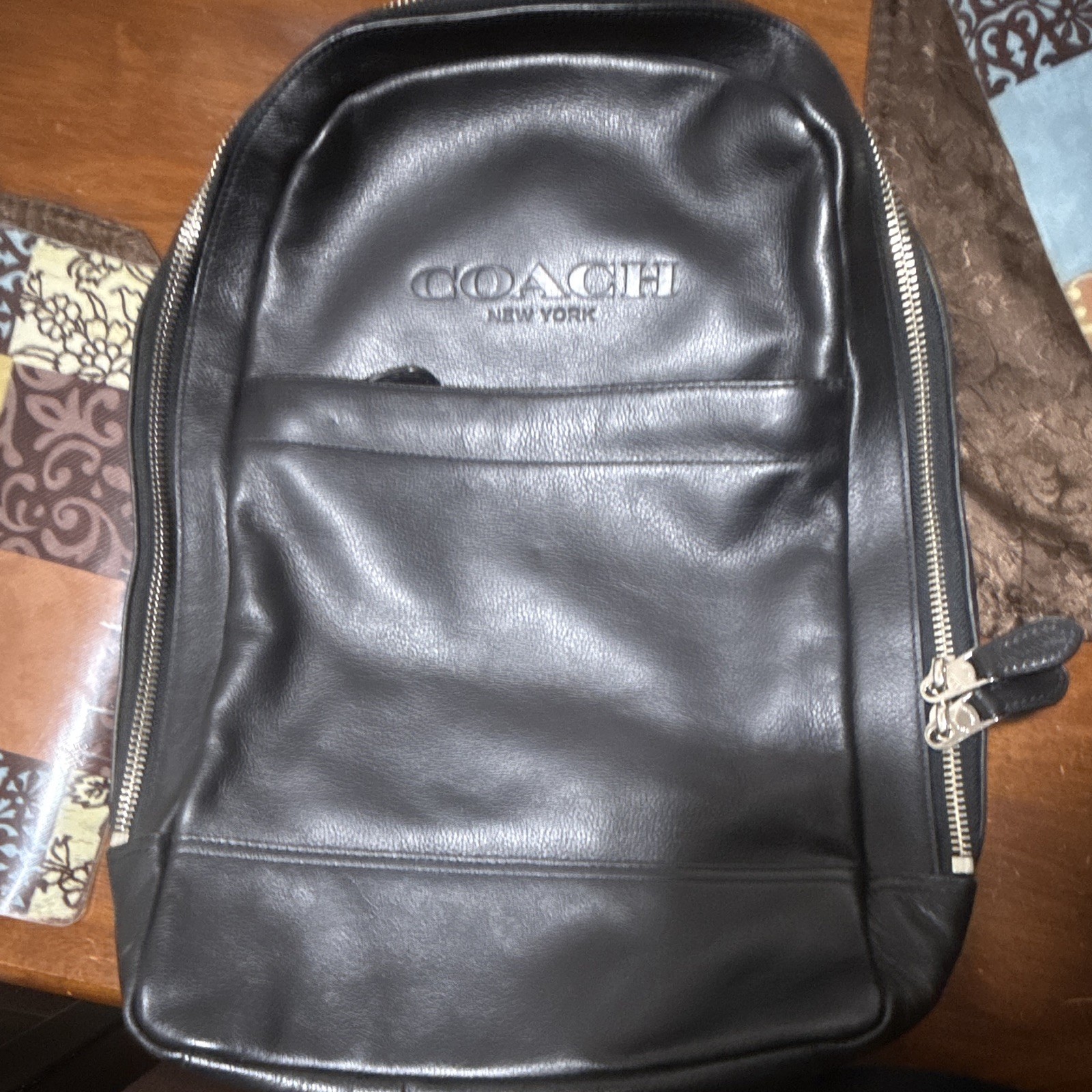 Coach Black Backpack Zip Closure Top Handle Adjustable Straps Pockets Men