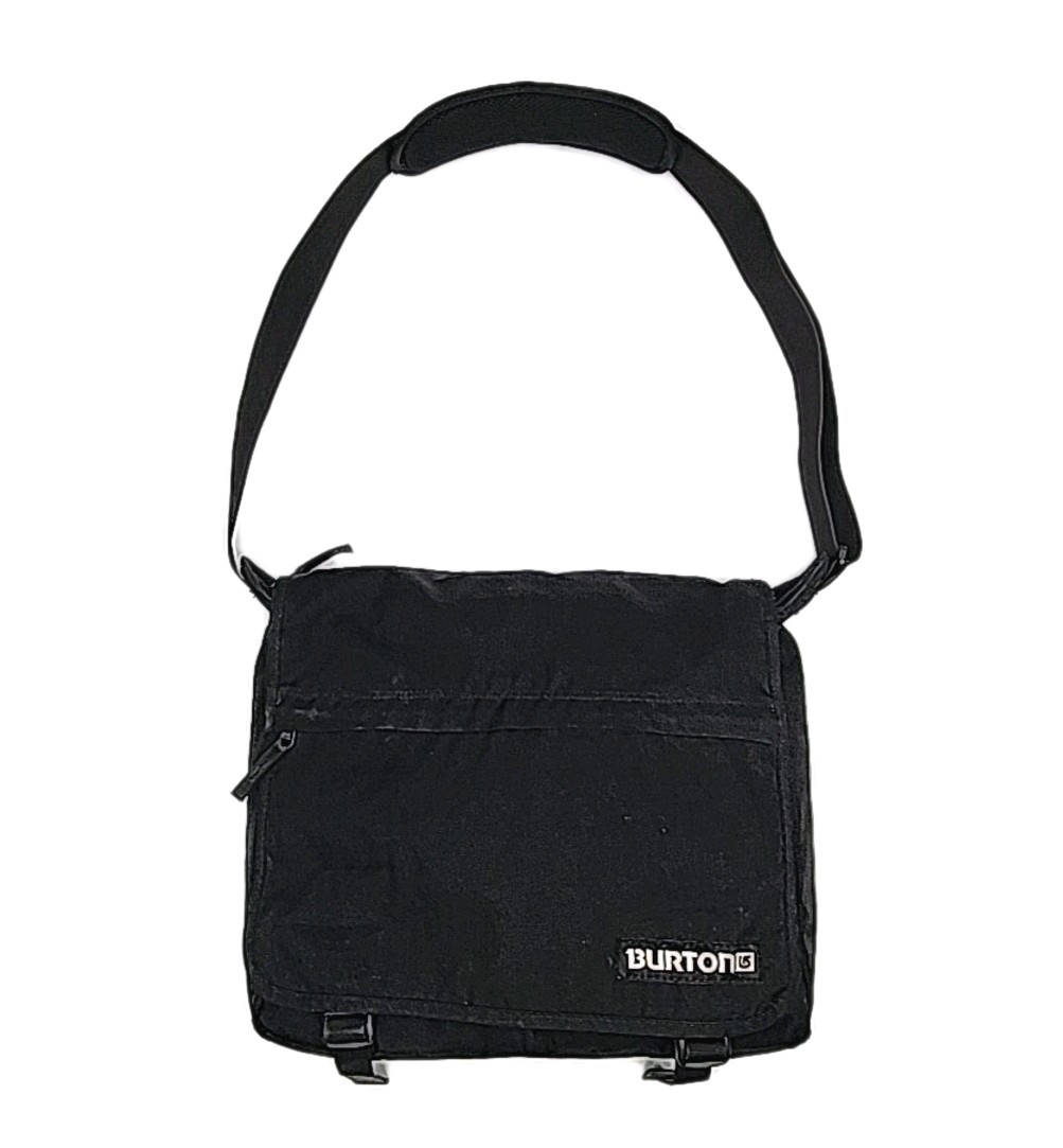 Burton Messenger Bag Tote Black Crossbody Canvas Large School 12″ x 15” Pockets