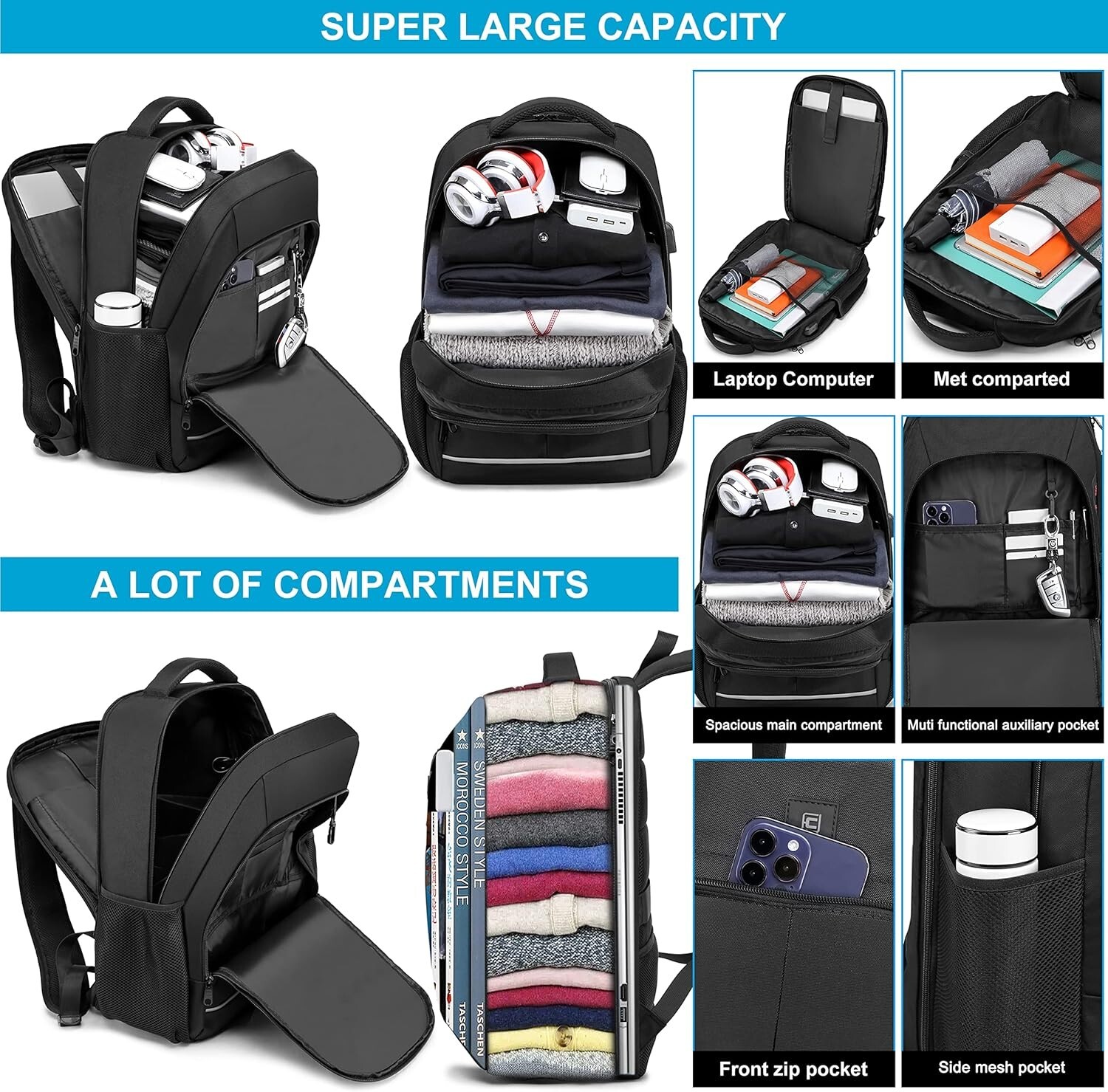 17.3-Inch Large Capacity Travel Backpack with Anti-Theft Design & USB Port