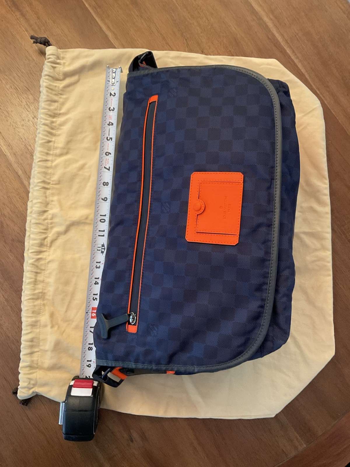 Louis Vuitton Checkered Messenger Bag Blue/Orange Zip Closure. Hard to find.
