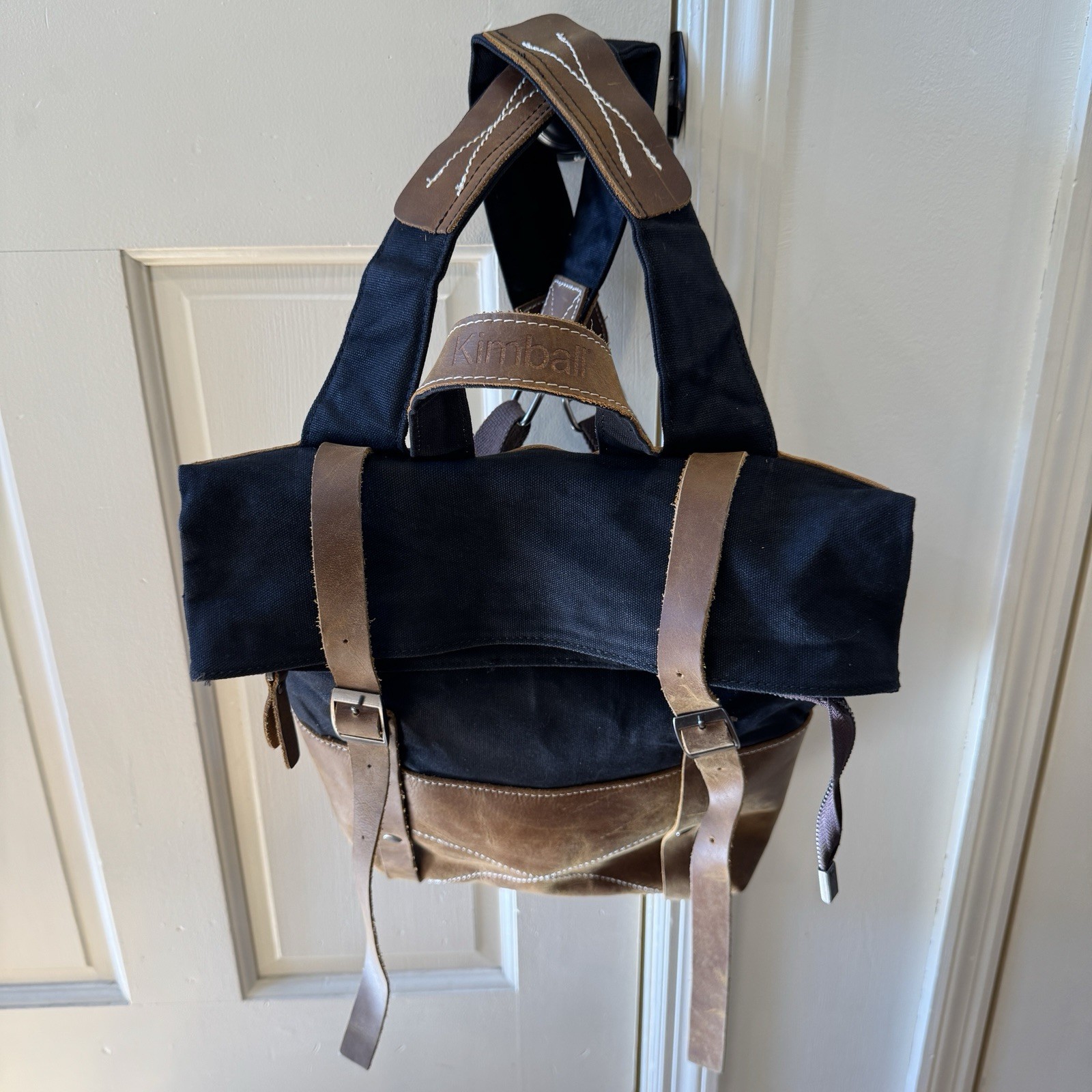 Kimball Roll Top Backpack – Canvas & Leather Rucksack Hiking Commuter Bag