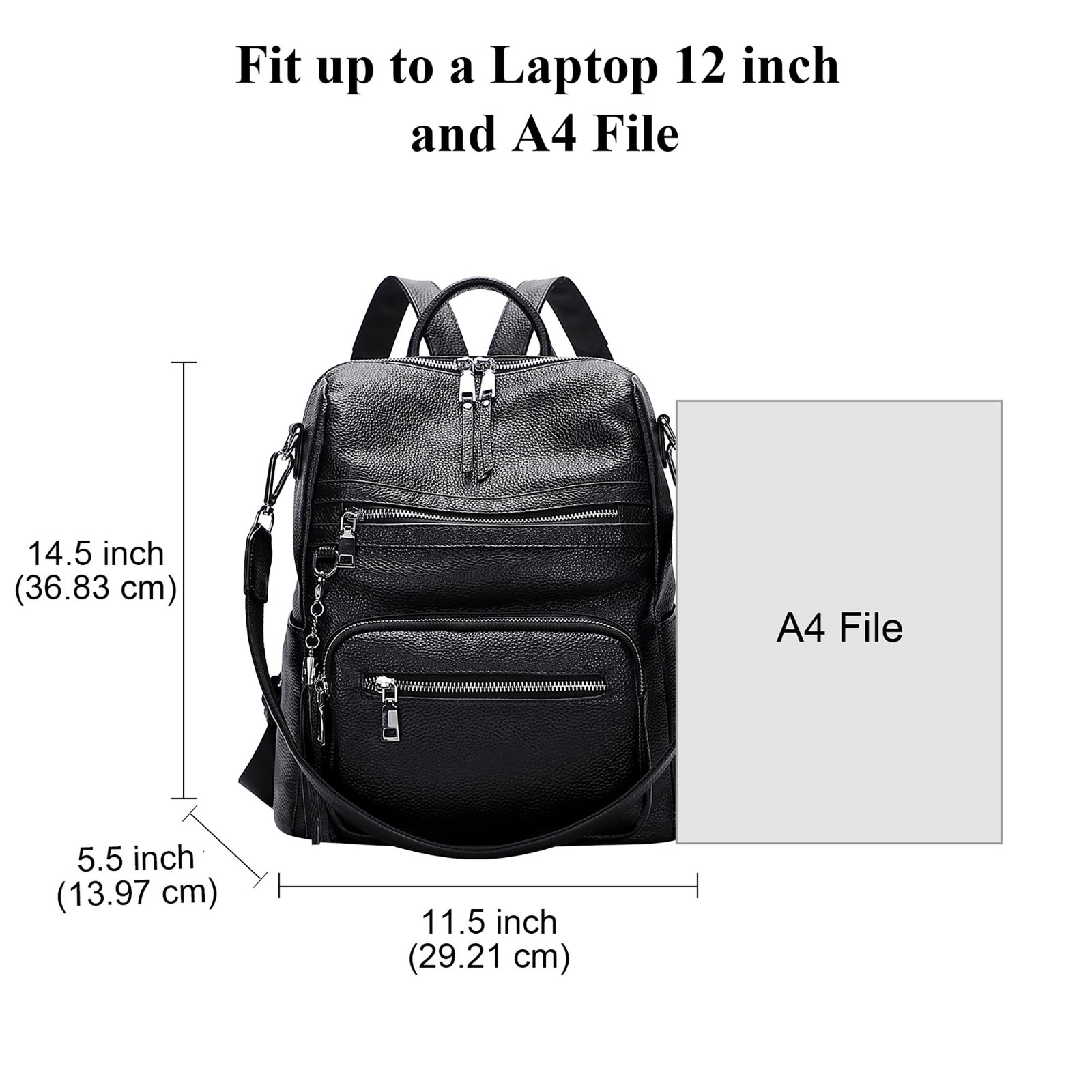Genuine Leather Backpack Purse for Large Shoulder Bag With Laptop Compartment…