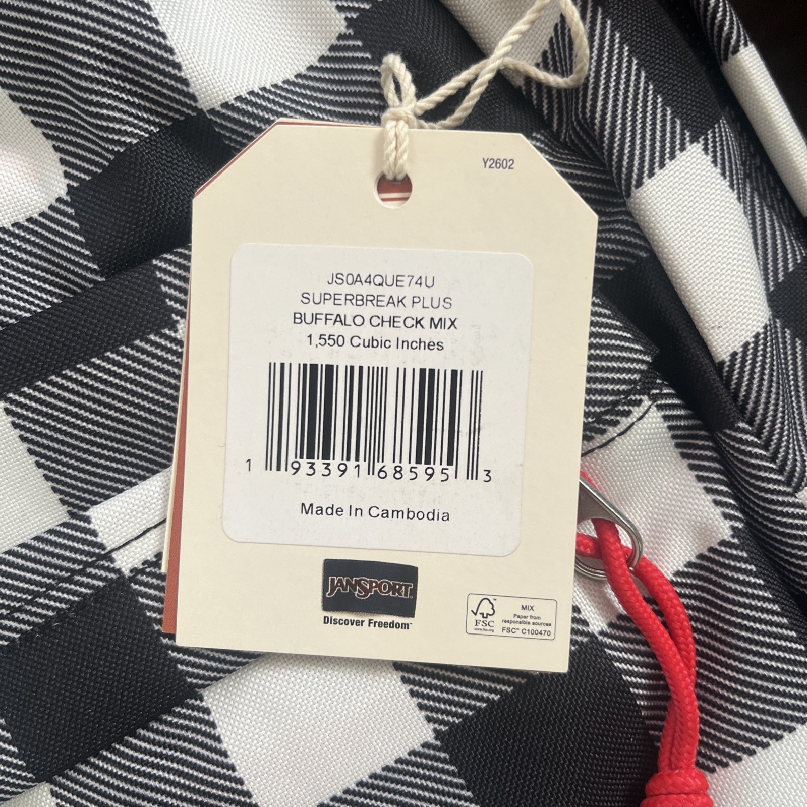 Jansport Superbreak Plus Backpack – Buffalo Check Mix