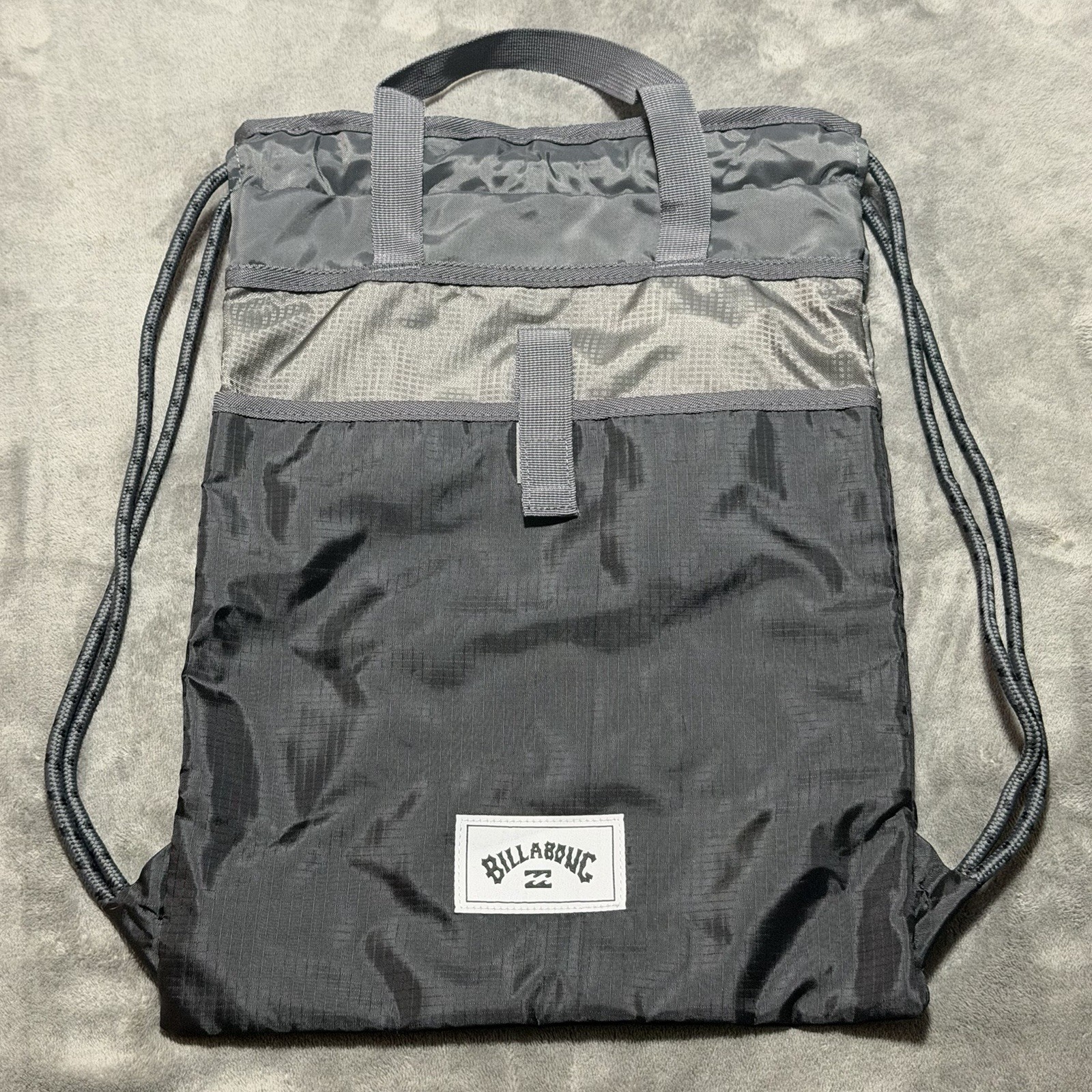Billabong Black/Dark Green/Gray Drawstring Backpack Brand New