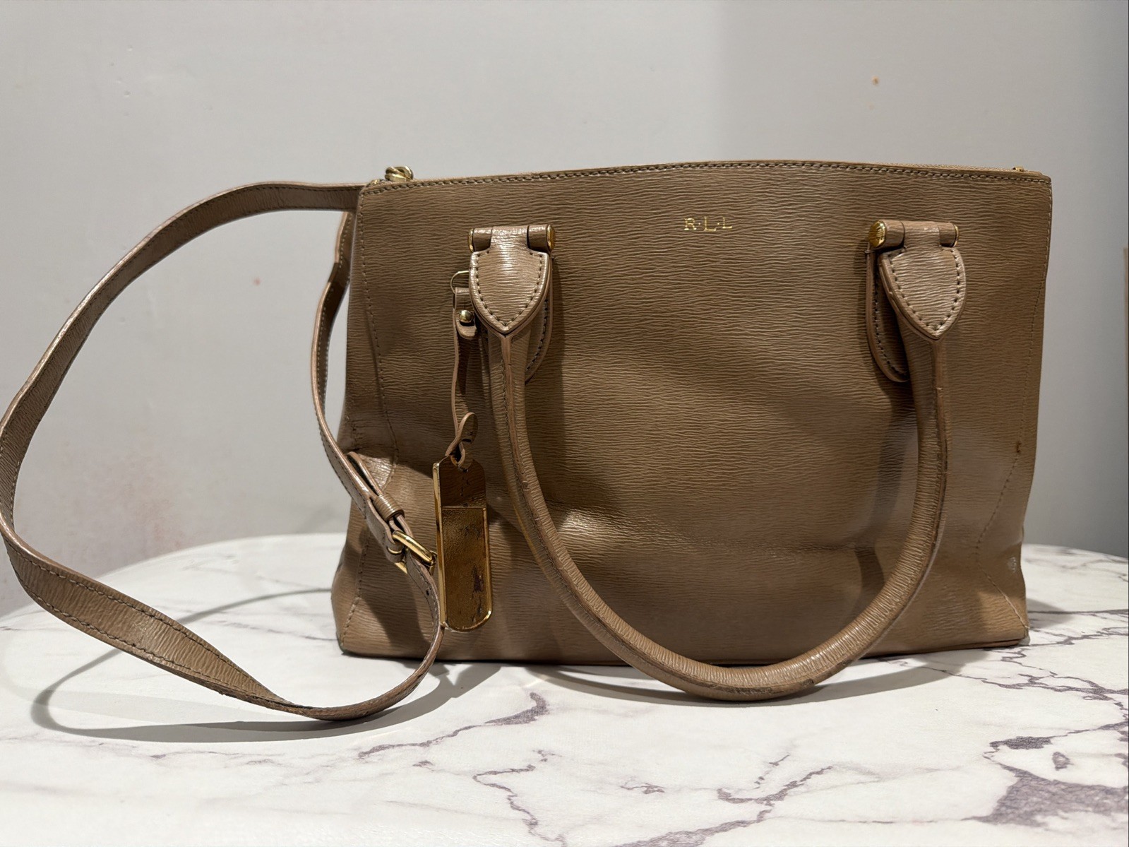 1987 RLL Ralph Lauren Leather Bag Crossbody 11 x 6 x 9 Vintage Pebble Satchel