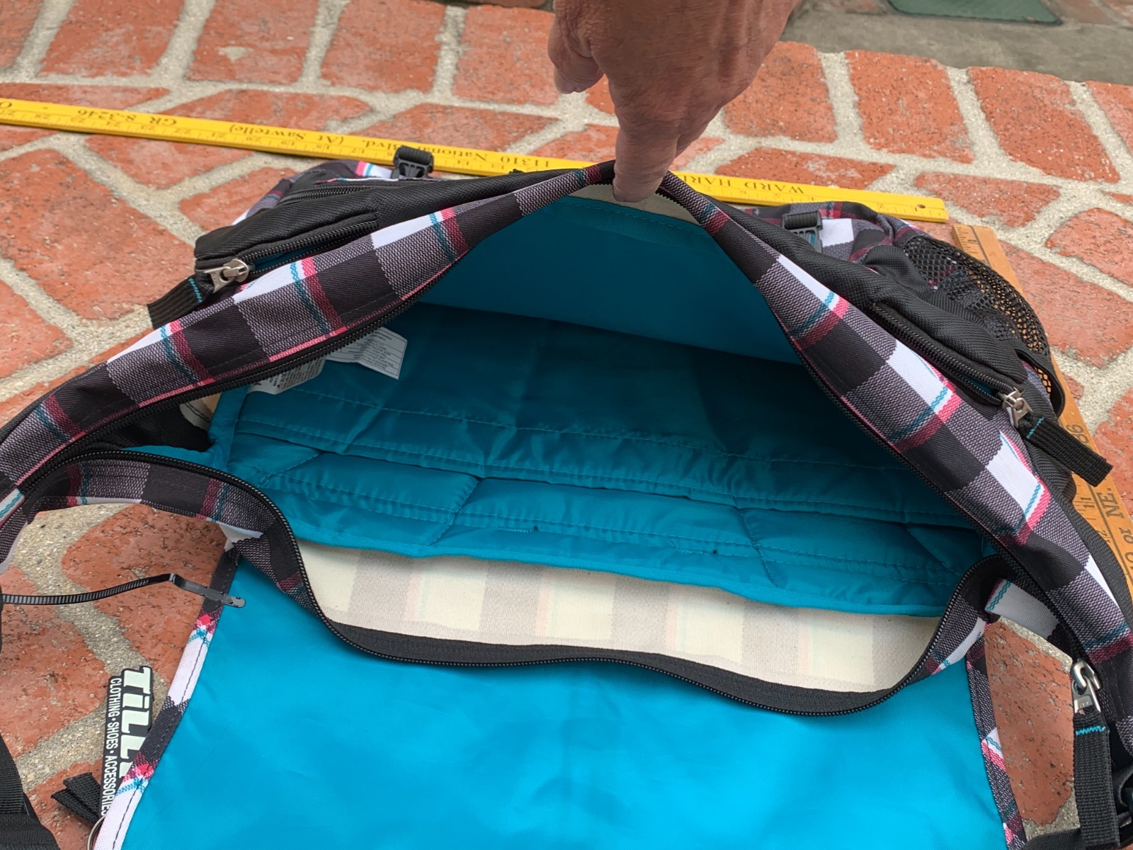 vtg JanSport🌀Crossbody Messenger Backpack 90’s plaid pink teal black white RARE